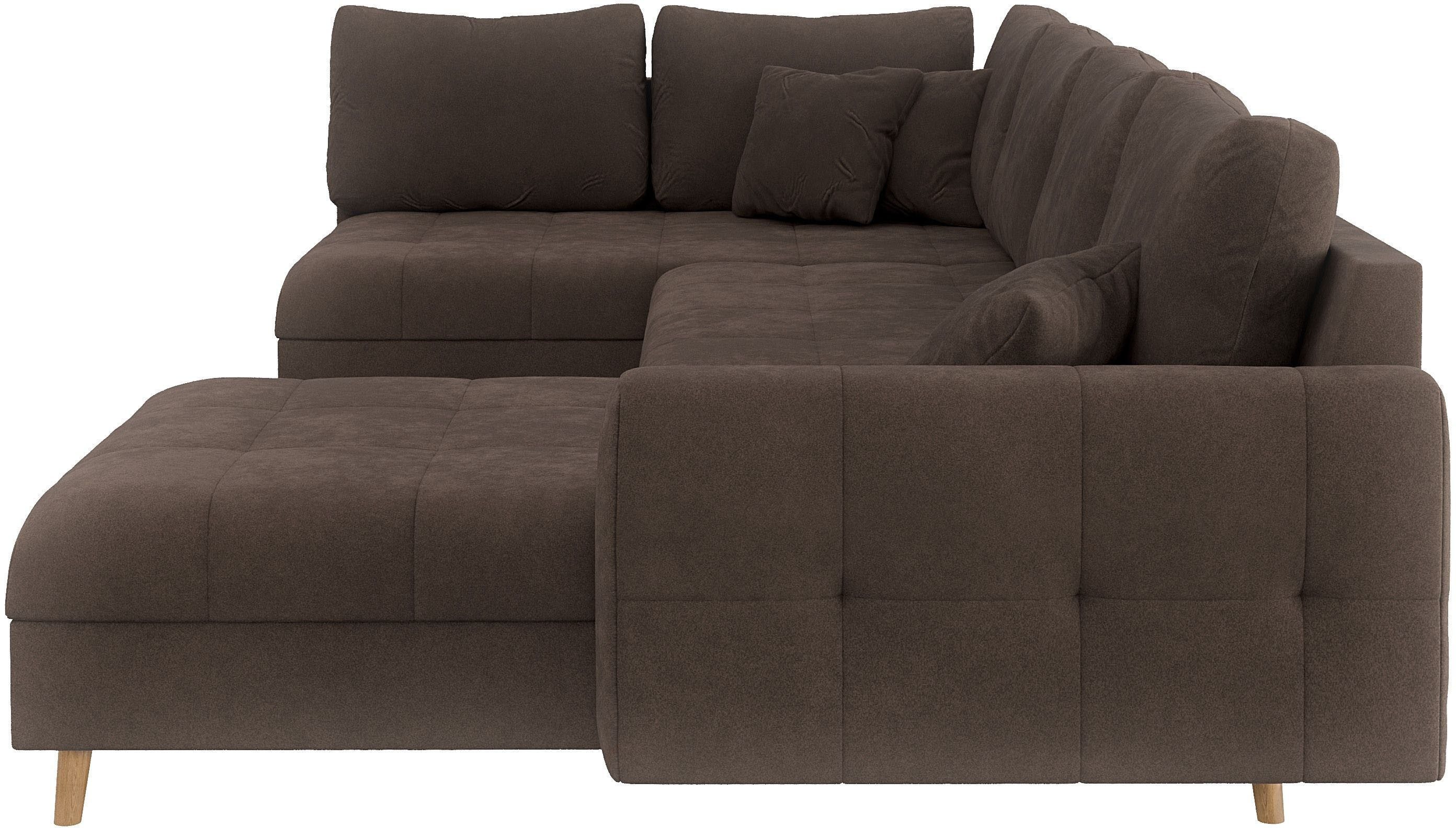 Home affaire Zithoek CHARRE U-vorm met ottomane, afmetingen B/D/H: 310/161/81 cm fijne stiksels, losse rug- en sierkussens, ook in cord en bouclé