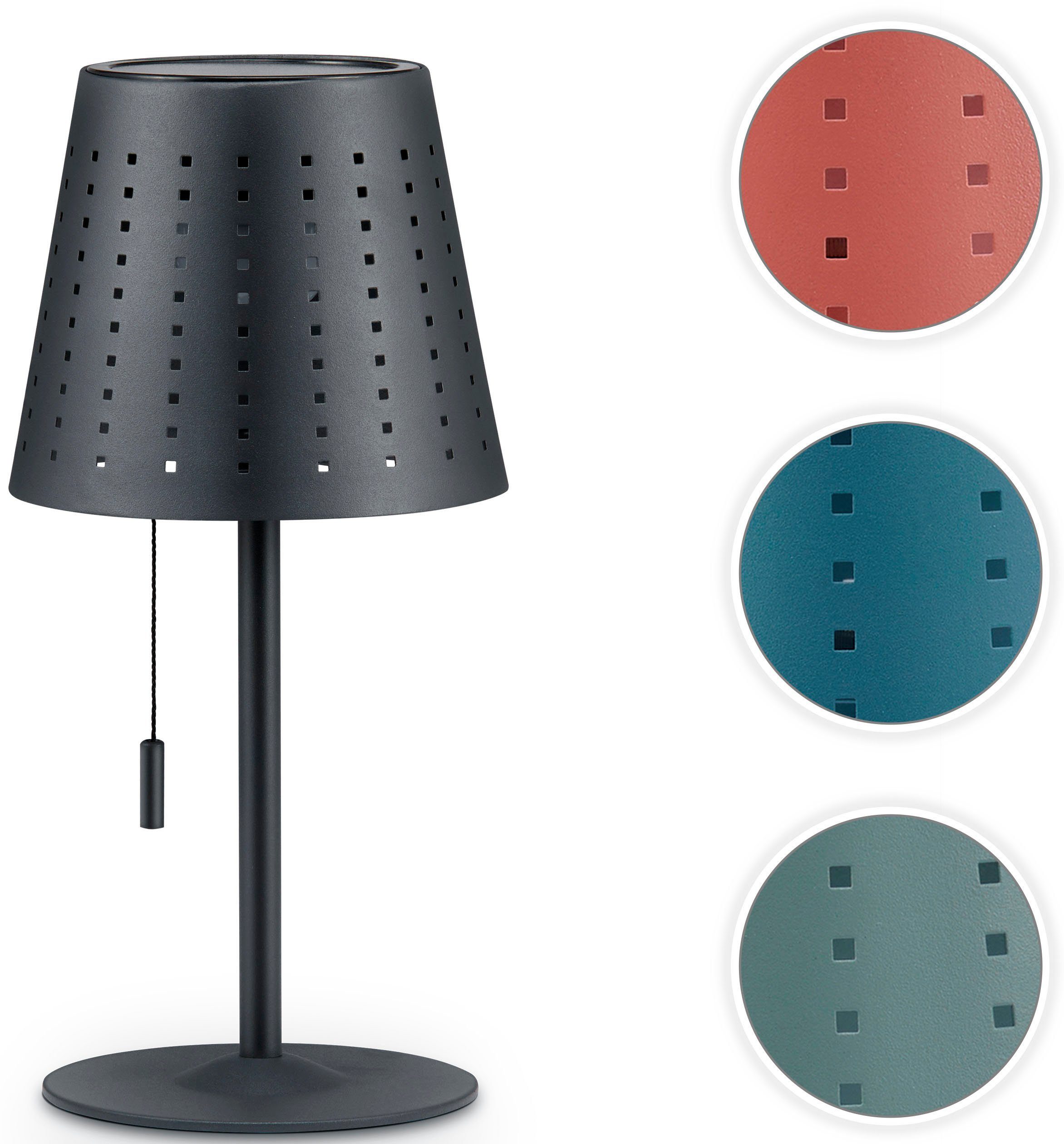 Paco Home Tafellamp Lara Outdoor LED accu metaal oplaadbaar trekker schakelaar draadloos