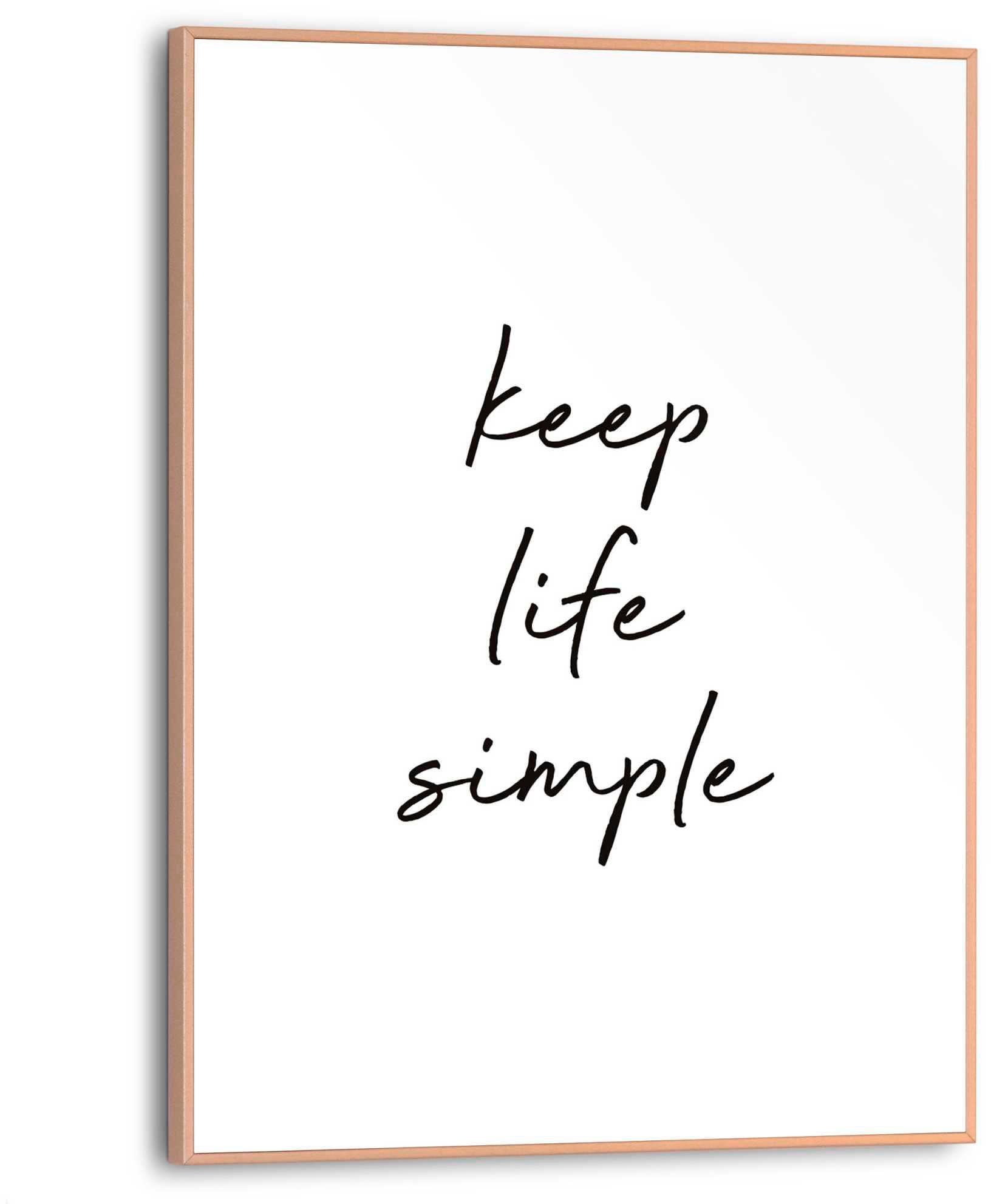 Schilderij Keep life simple zwart-wit 30x40cm