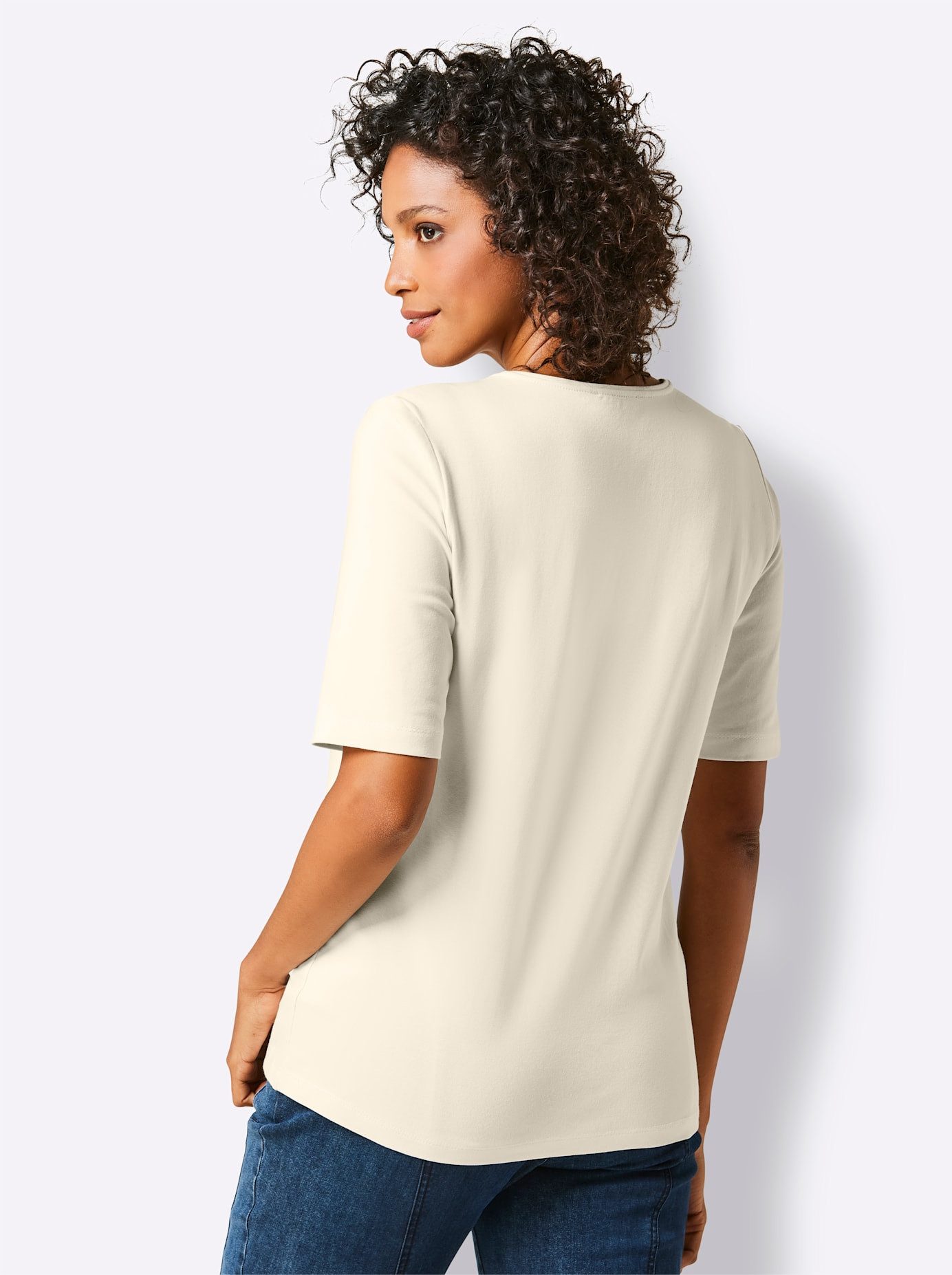 CREATION L PREMIUM Shirt met V-hals Pima-katoenen shirt (1-delig)