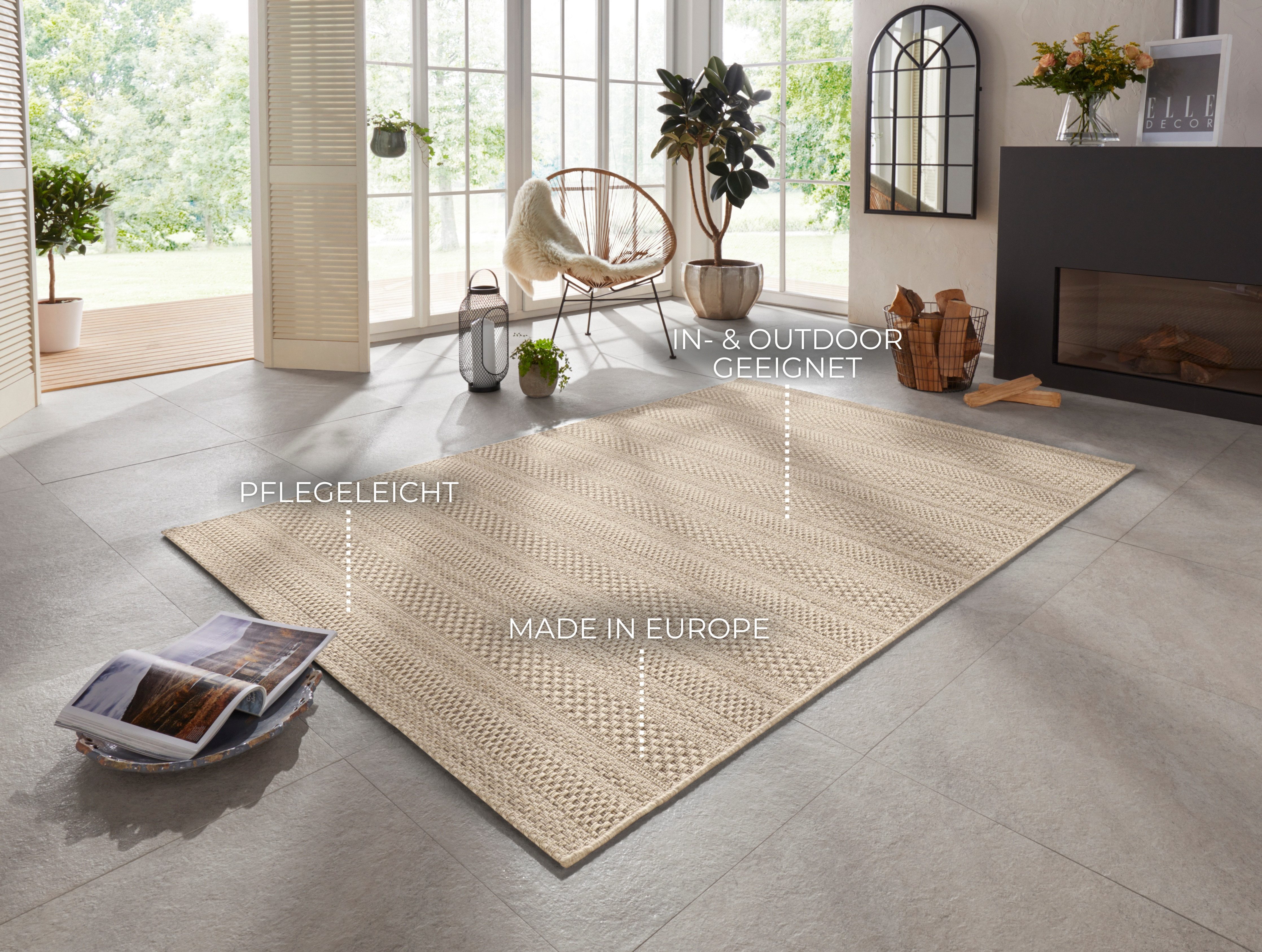 ELLE DECORATION Vloerkleed Arras In- & outdoor, weerbestendig, balkon, tuin, woonkamer, sisal look