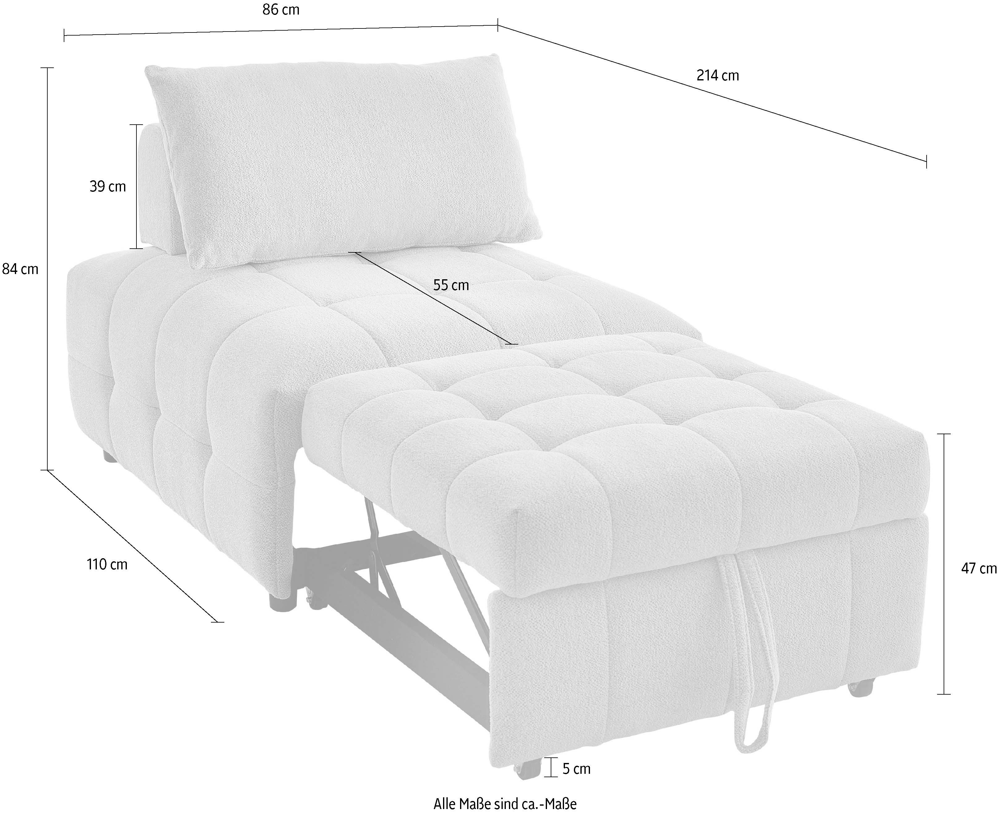 ATLANTIC home collection Fauteuil Fabio Slaapstoel met zitdiepteverstelling