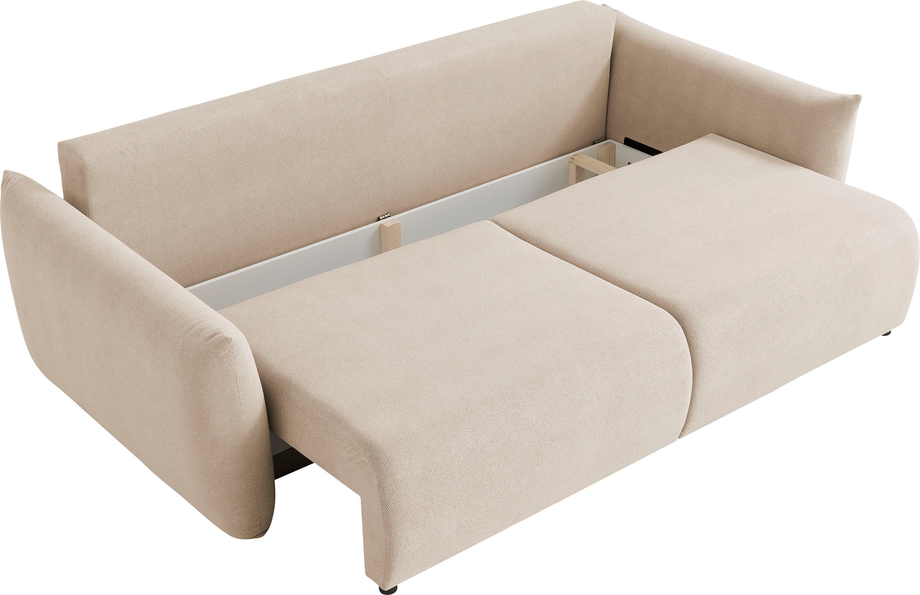 INOSIGN 3-zitsbank MAVAS slaapbank met bedlade ca. 240/108 cm (ligoppervlak 212/145 cm), ribfluweel, chenille, structuur