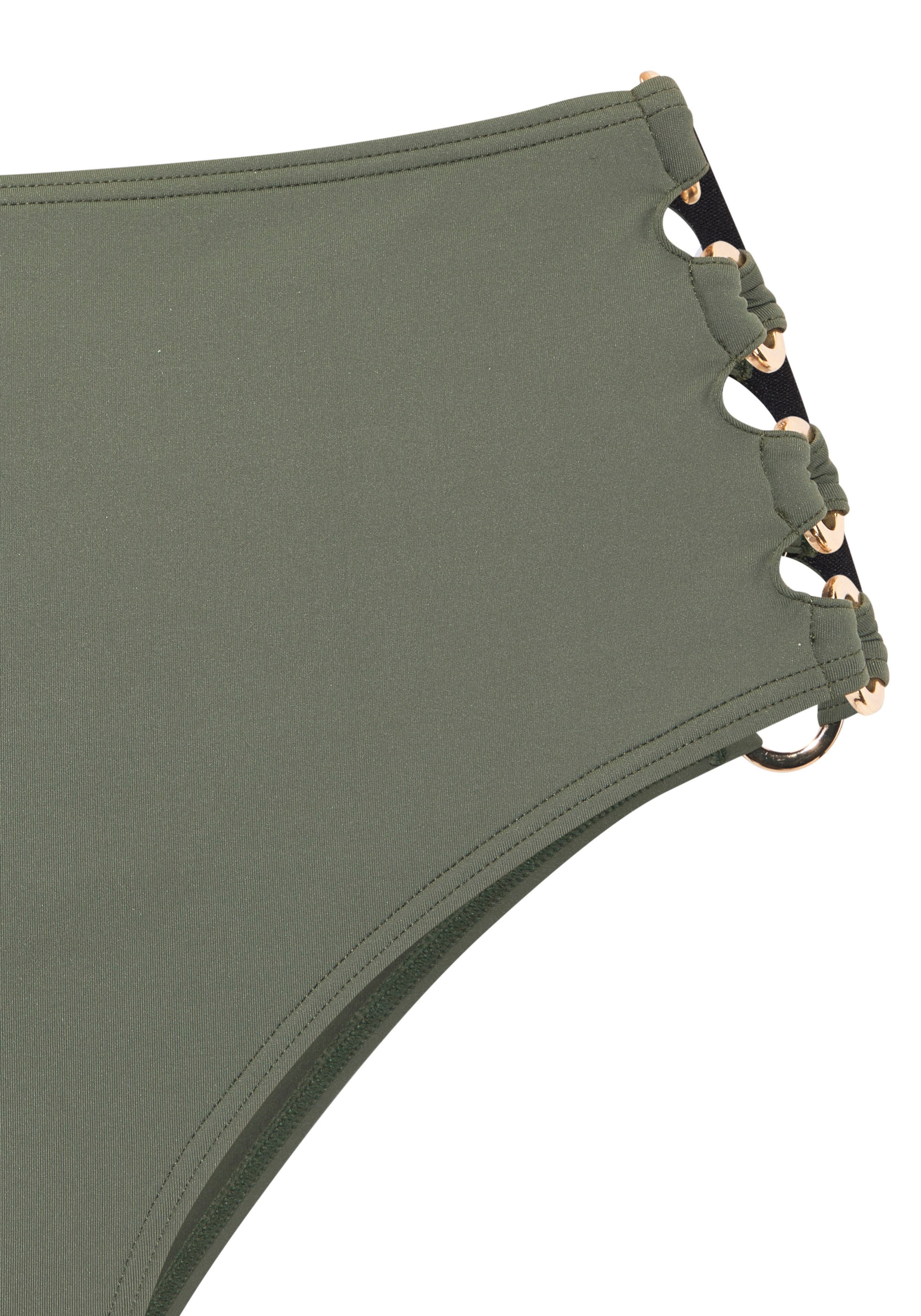 Lascana Highwaist-bikinibroekje Italy Goudkleurige sierringen