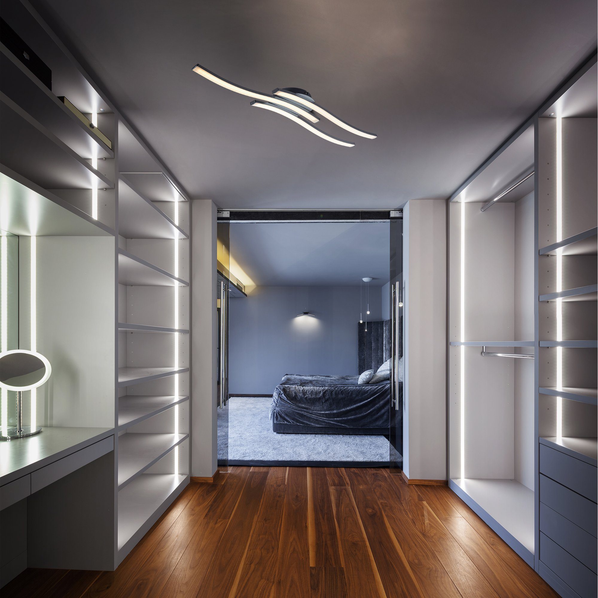 B.K.Licht Led-plafondlamp LED design plafondlamp woonkamer modern acrylwit aluminiumlook 6 Watt