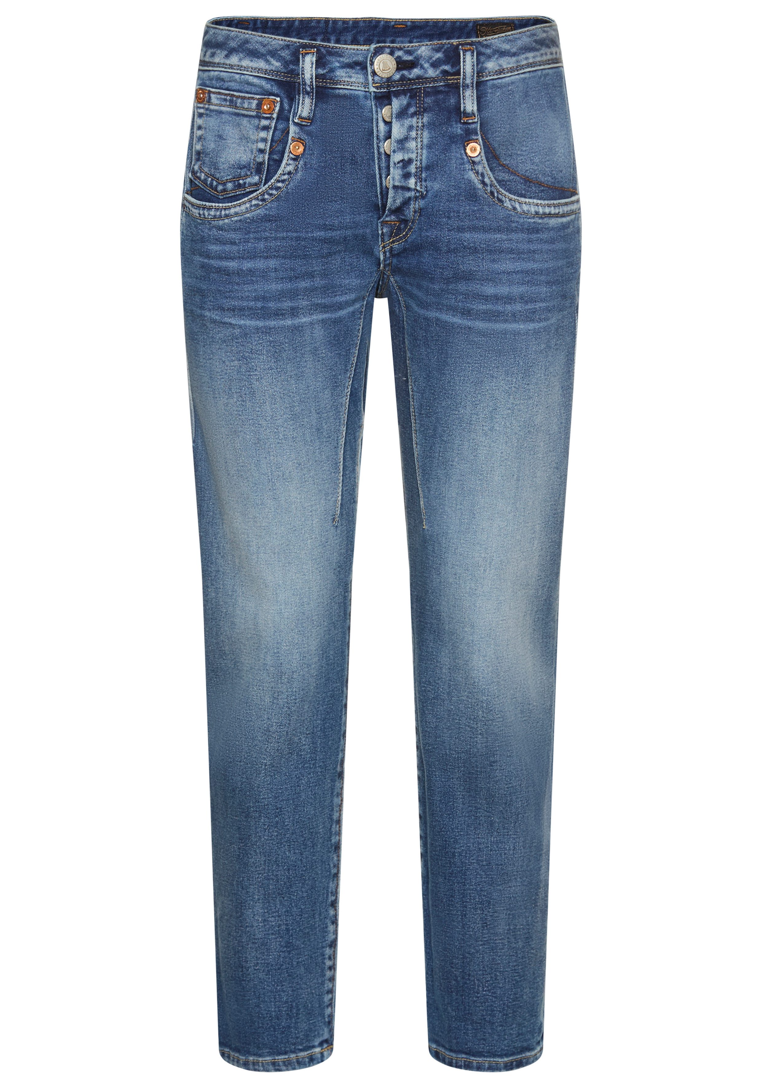 Herrlicher 7/8 jeans Shyra Cropped Denim Comfort met half blinde knoopsluiting