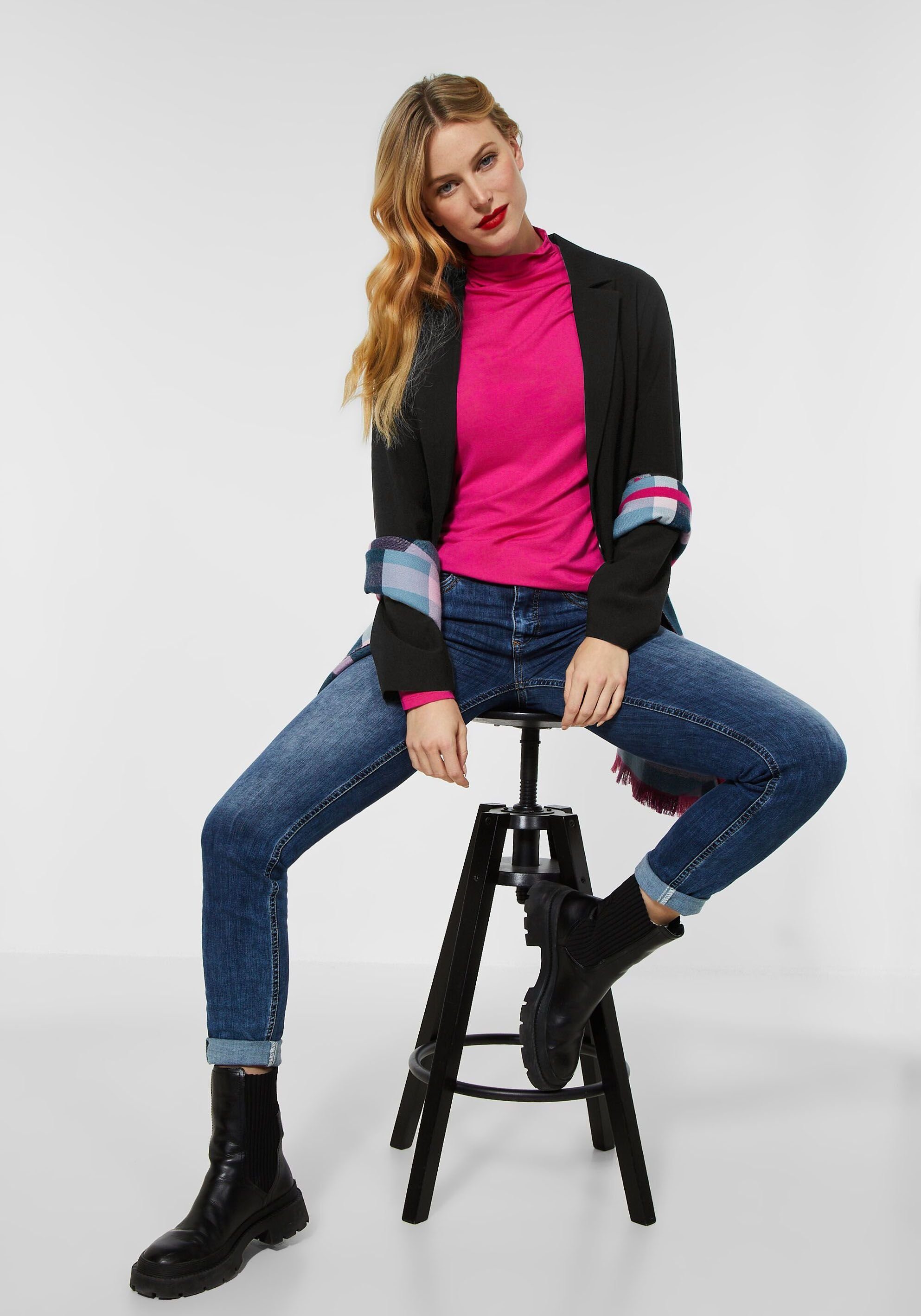 STREET ONE Lange blazer met 1-knoopsluiting