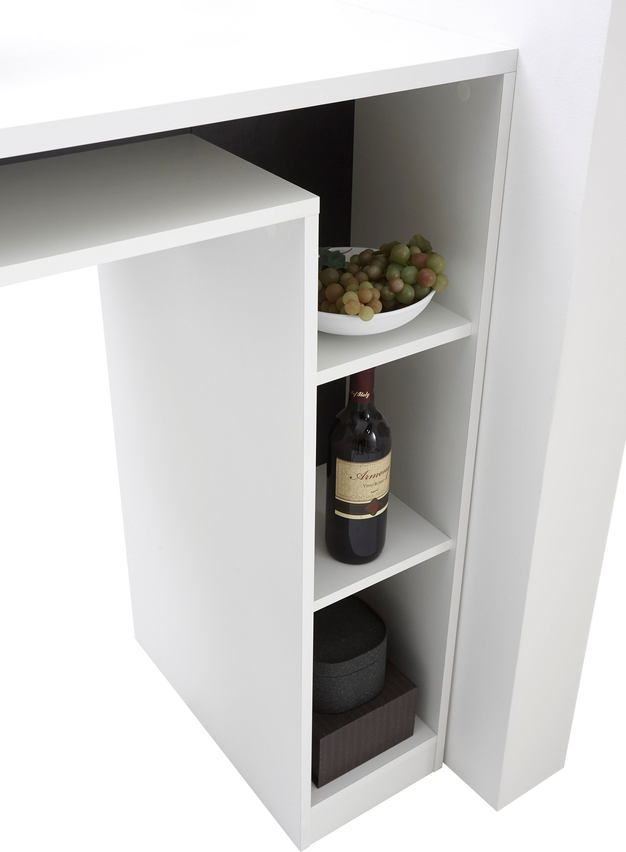 Stolkom Bartafel Bay wit, tafel met opbergruimte