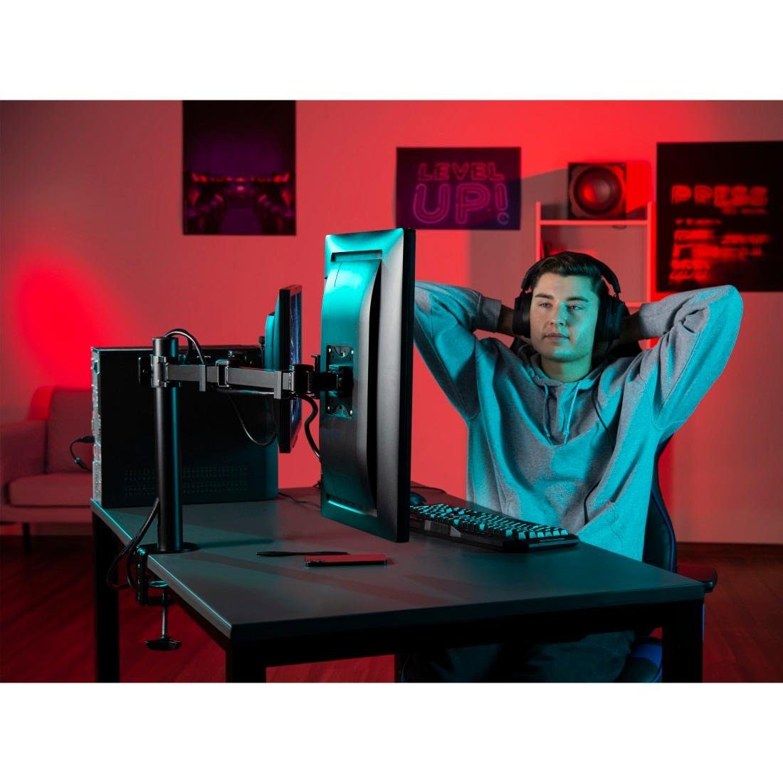 Hama Monitorhouder Beeldschermsteun, 2 monitoren, dubbele arm zwart