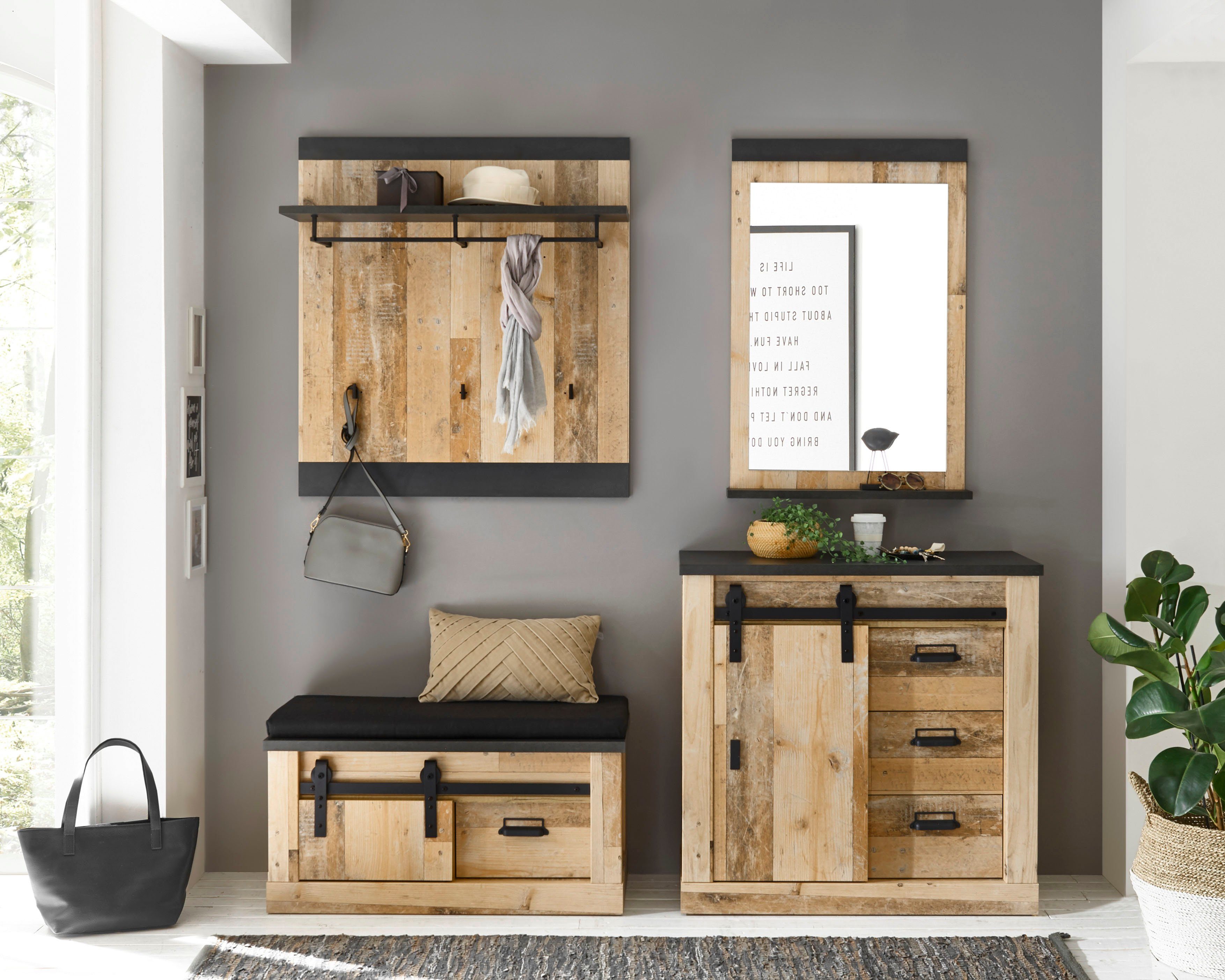 Home affaire Wandspiegel Sherwood in moderne houtlook, hoogte 95 cm