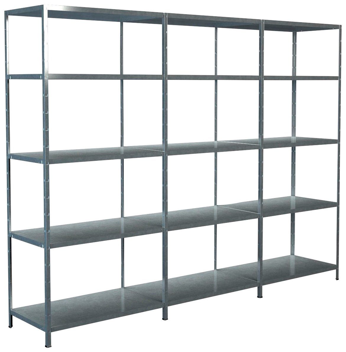 SCHULTE Regalwelt Stellingkast Montagesysteem basis- en 2x aanbouwkasten Metaal verzinkt, 2000x3400x500 mm, 15 planken rekken zilver(kleur)