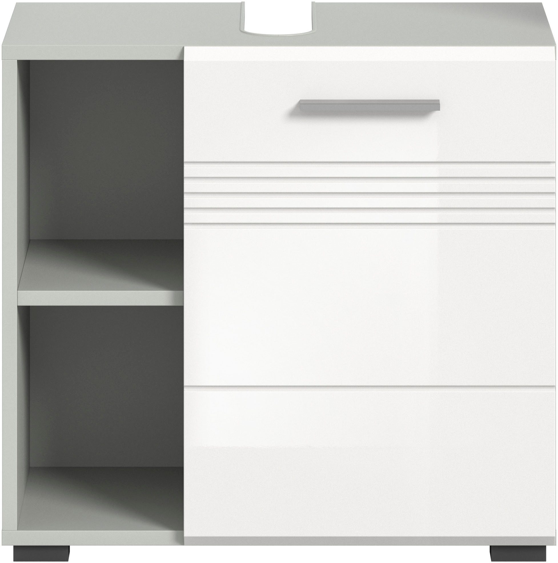 welltime Wastafelonderkast Calcio, breedte 60 cm, 1 deur, 2 planken, 2 open vakken gesplitste achterwand, mdf voorkant, badkast, badmeubels, badkamer