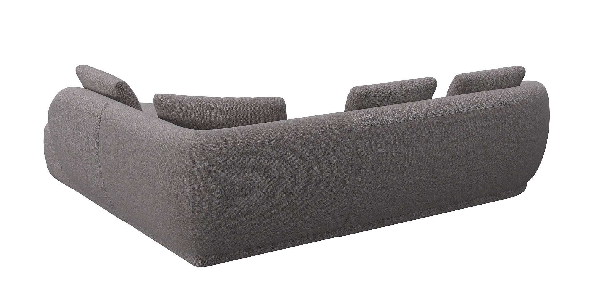 FLEXLUX Hoekbank Torino, rond, L-vorm, bankhoek met ottomane Modern, organisch bankontwerp, koudschuim, golfvering