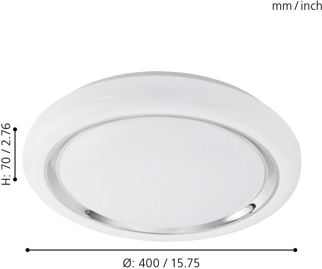 EGLO Plafondlamp CAPASSO Plafondlamp, wandlamp met chromen ring, kleur chroom en wit, Ø: 40 cm (1 stuk)