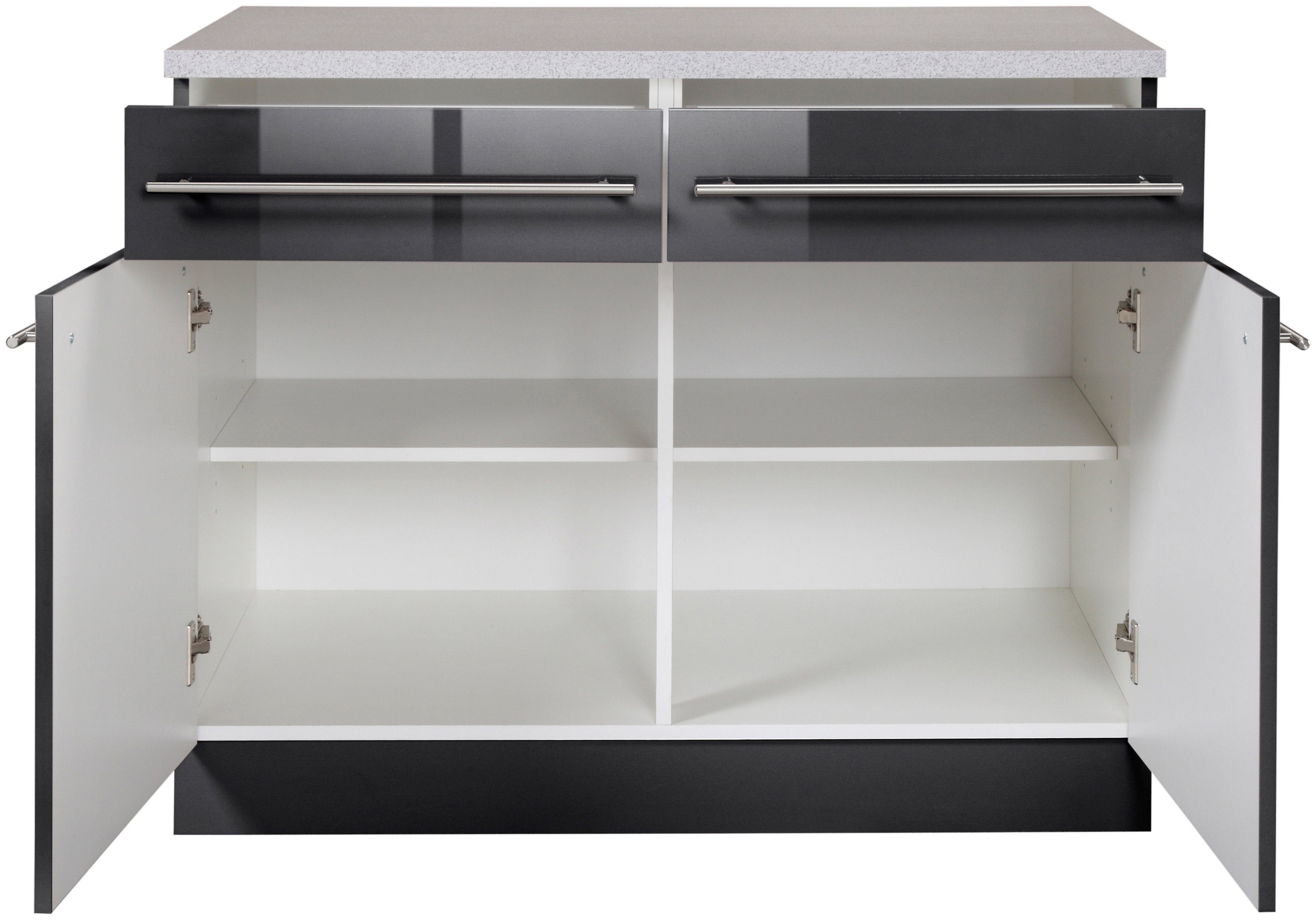wiho Küchen Onderkast Chicago 100 cm breed, 2 laden en 2 deuren, voor veel bergruimte