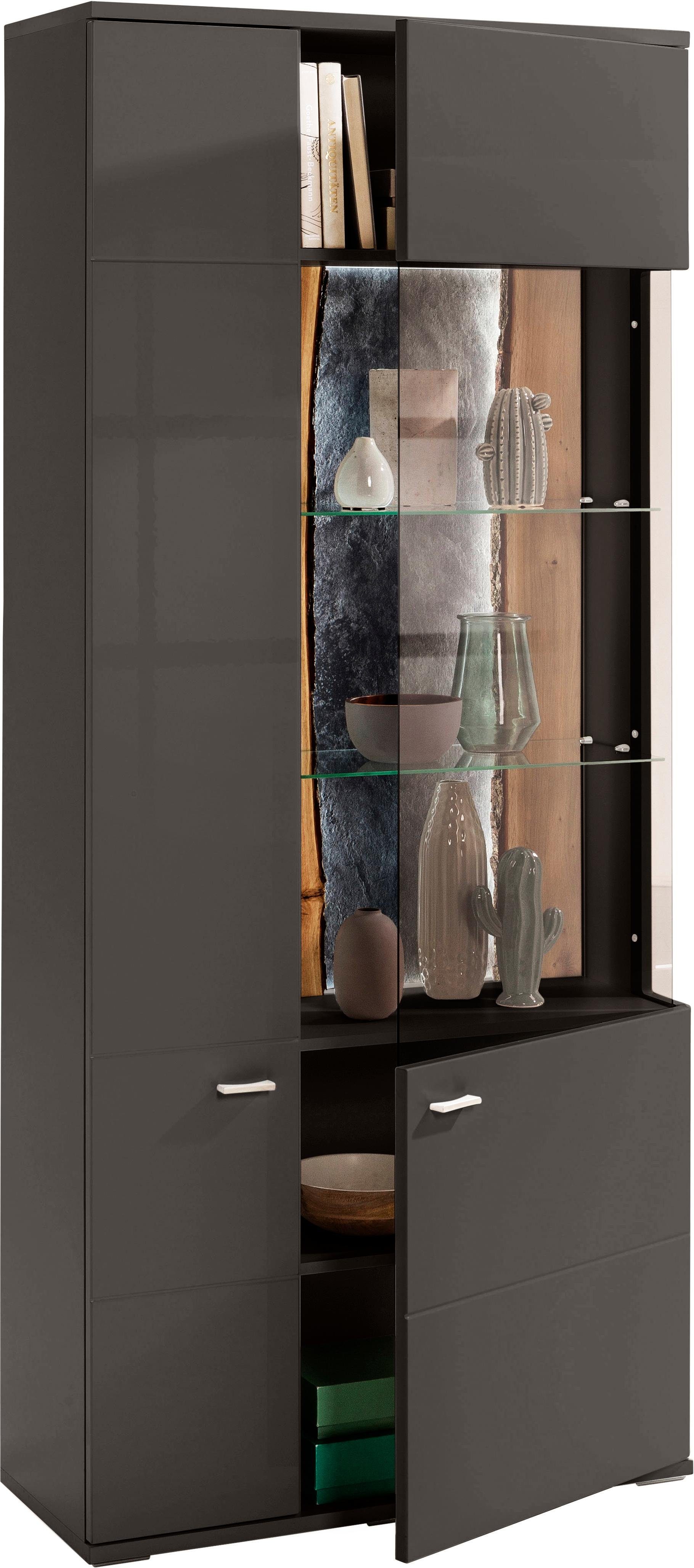set one by Musterring Vitrinekast Tacoma Type 05/06, hoogte 207,4 cm, met getinte glasdeur