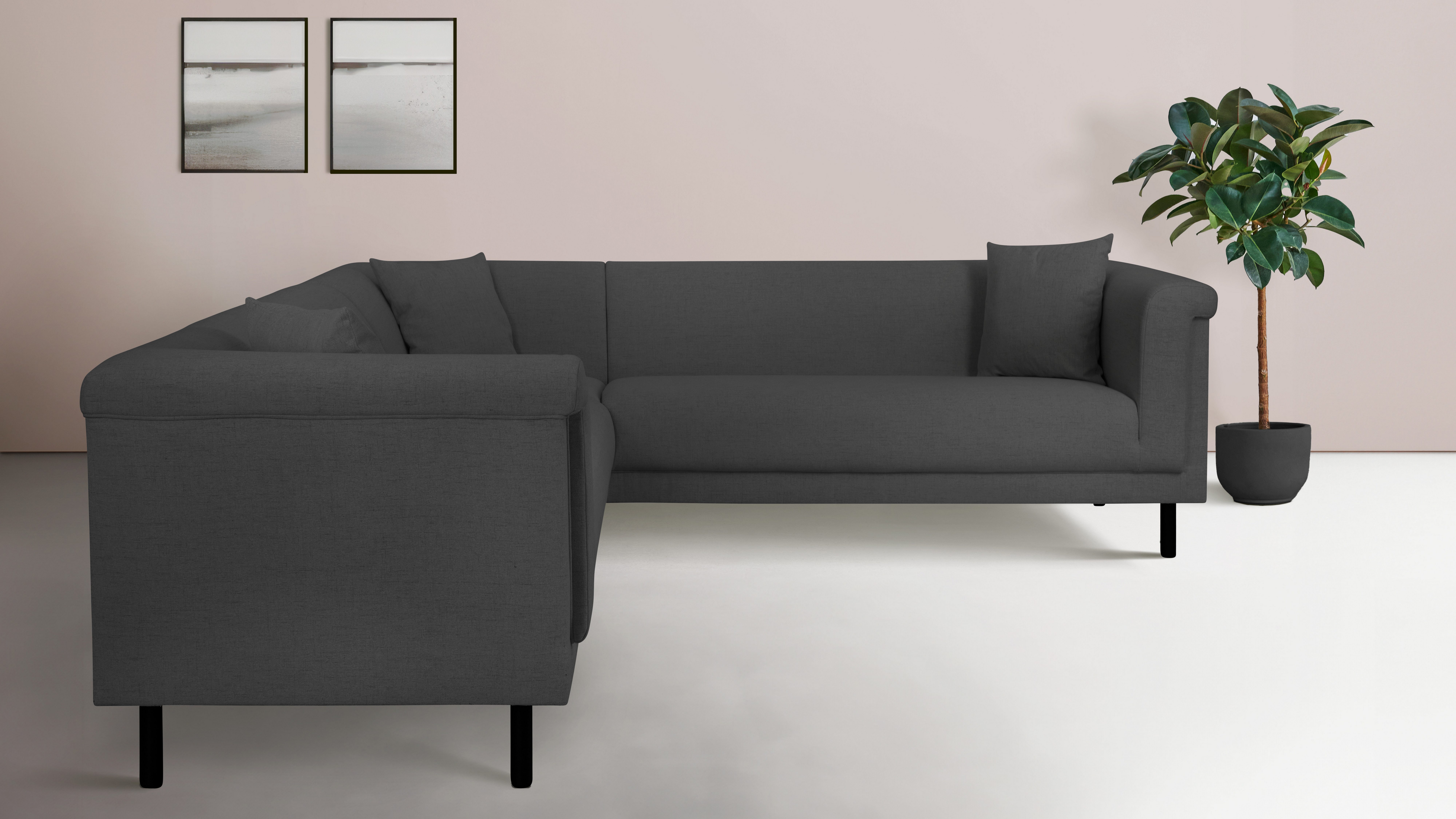 INOSIGN Hoekbank AGNIA L-vorm BxDxH: 244x244x71 cm incl. sierkussen, gelijkbenig, ook in cord