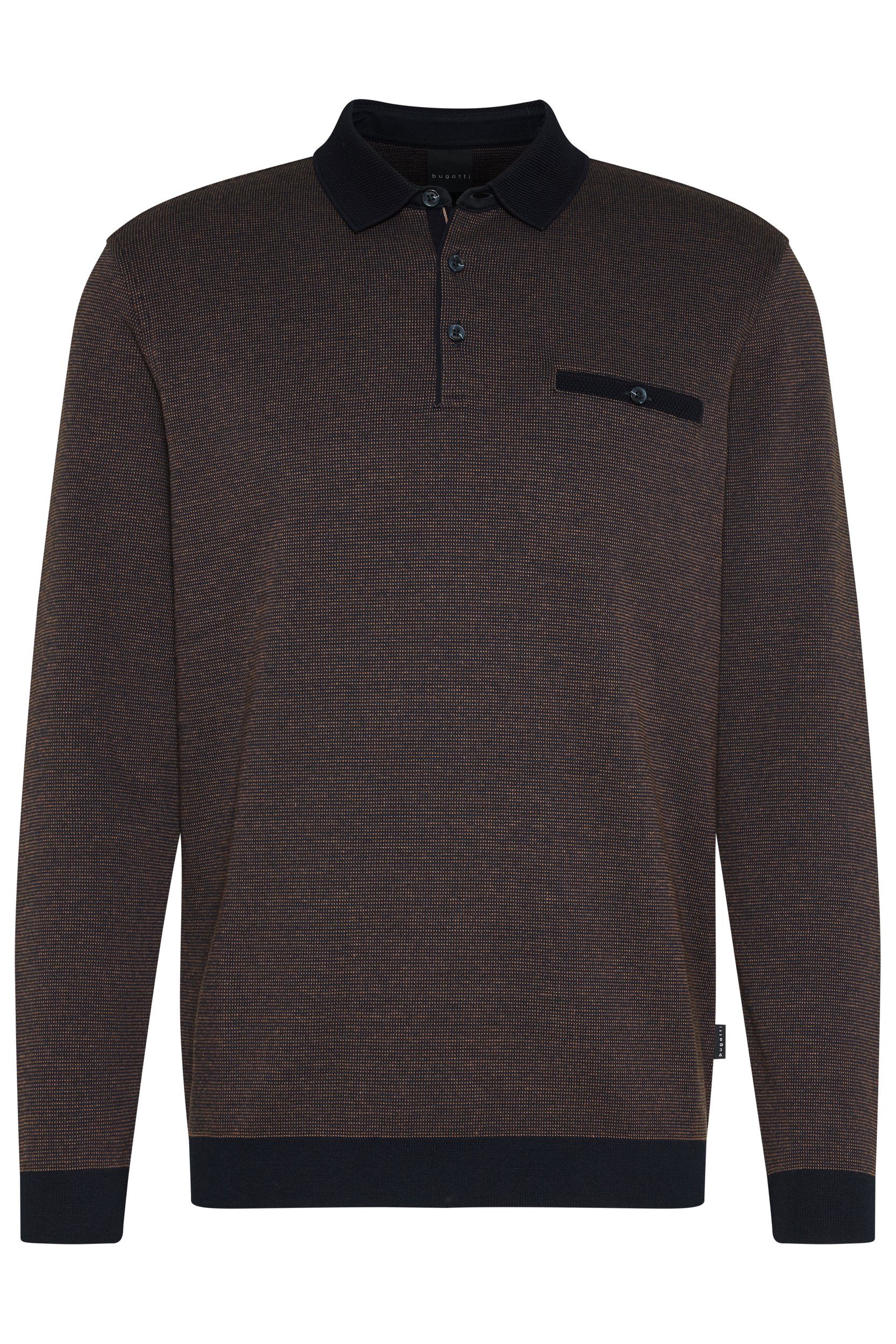 Bugatti Poloshirt met lange mouwen in 2-tone-look