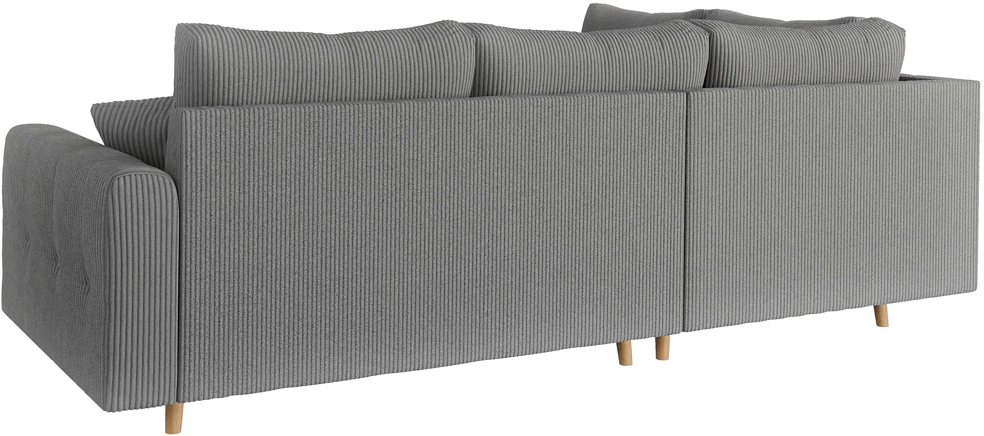 Home affaire Hoekbank CHARRE L-vorm met ottomane, afmetingen B/D/H: 231/161/81 cm fijne stiksels, losse rug- en sierkussens, ook in cord en bouclé