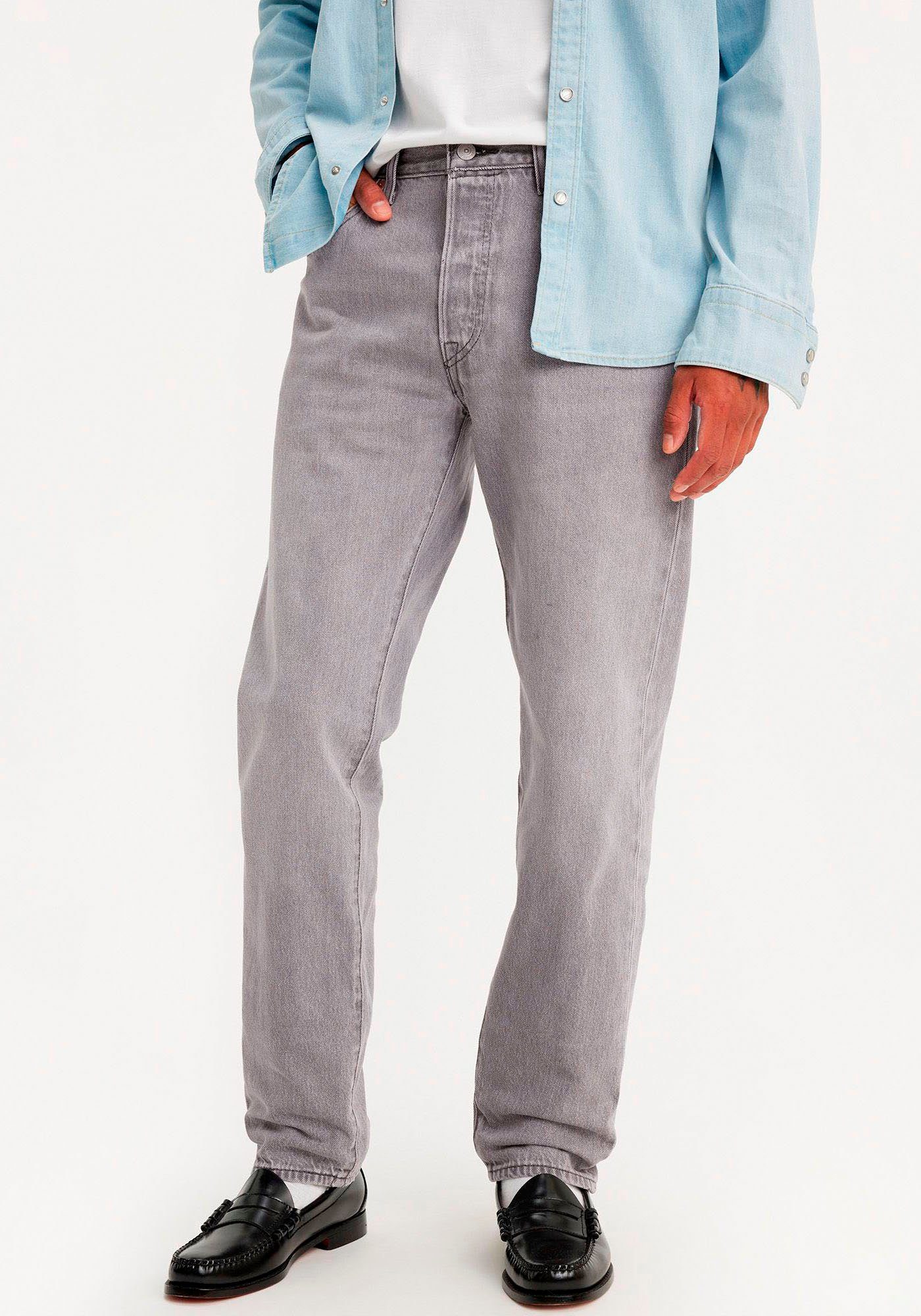 Levi's 5-pocket jeans 501 54-Jeans in vintage-stijl heren slim fit jeans maat 34 grijs