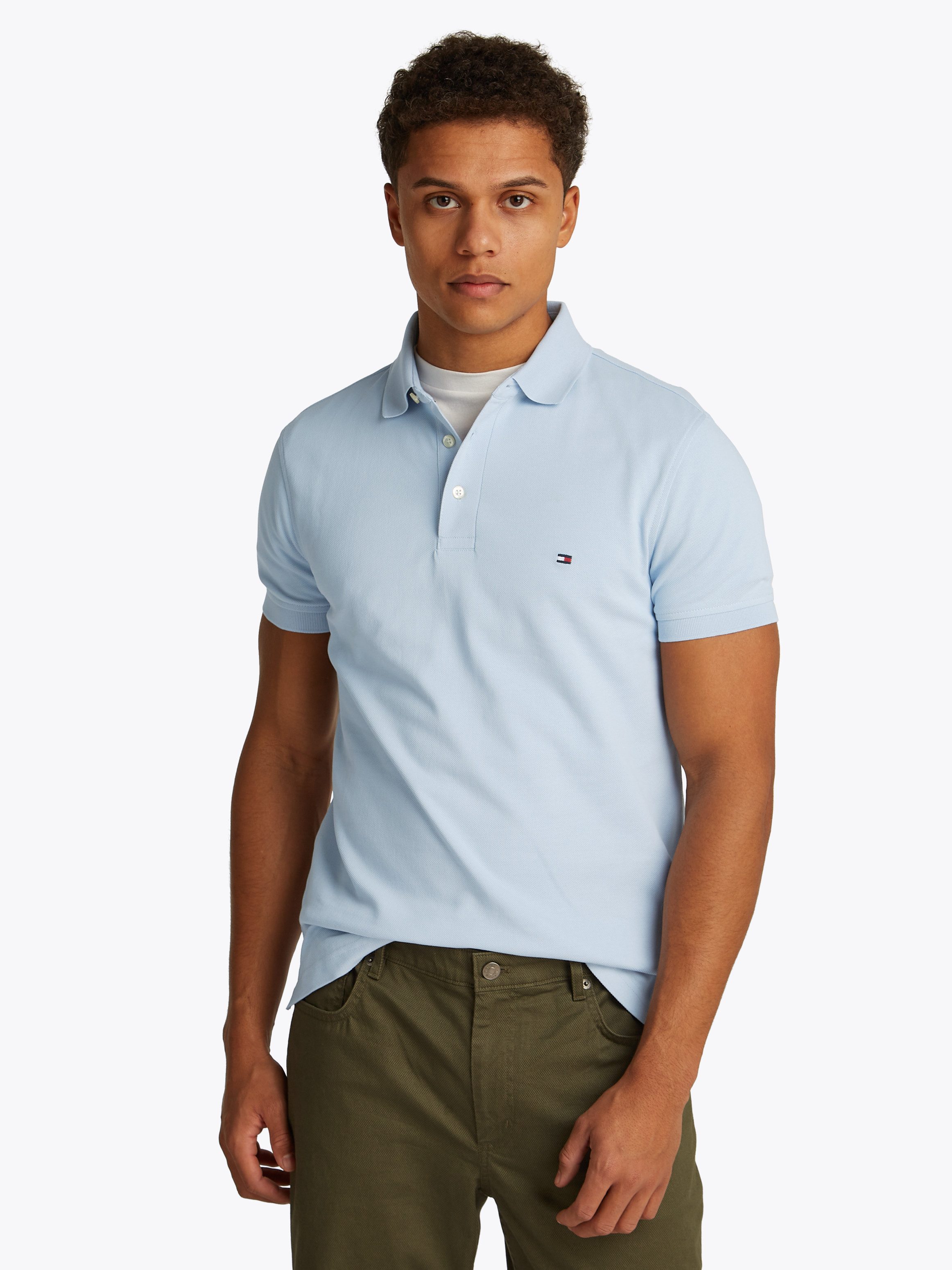 Tommy Hilfiger Poloshirt 1985 SLIM POLO van iets gestructureerd piqué heren poloshirts maat S blauw