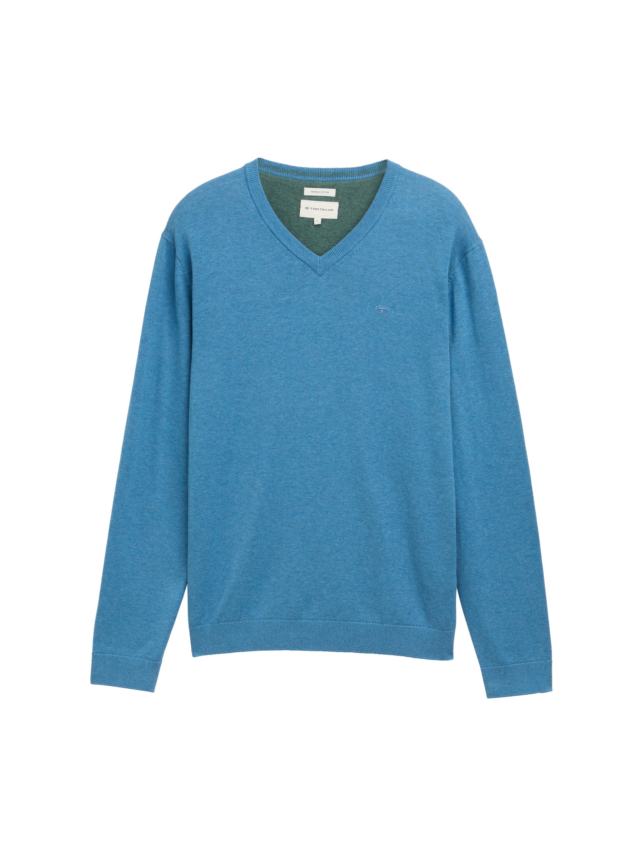 Tom Tailor Trui met V-hals met klein logoborduursel