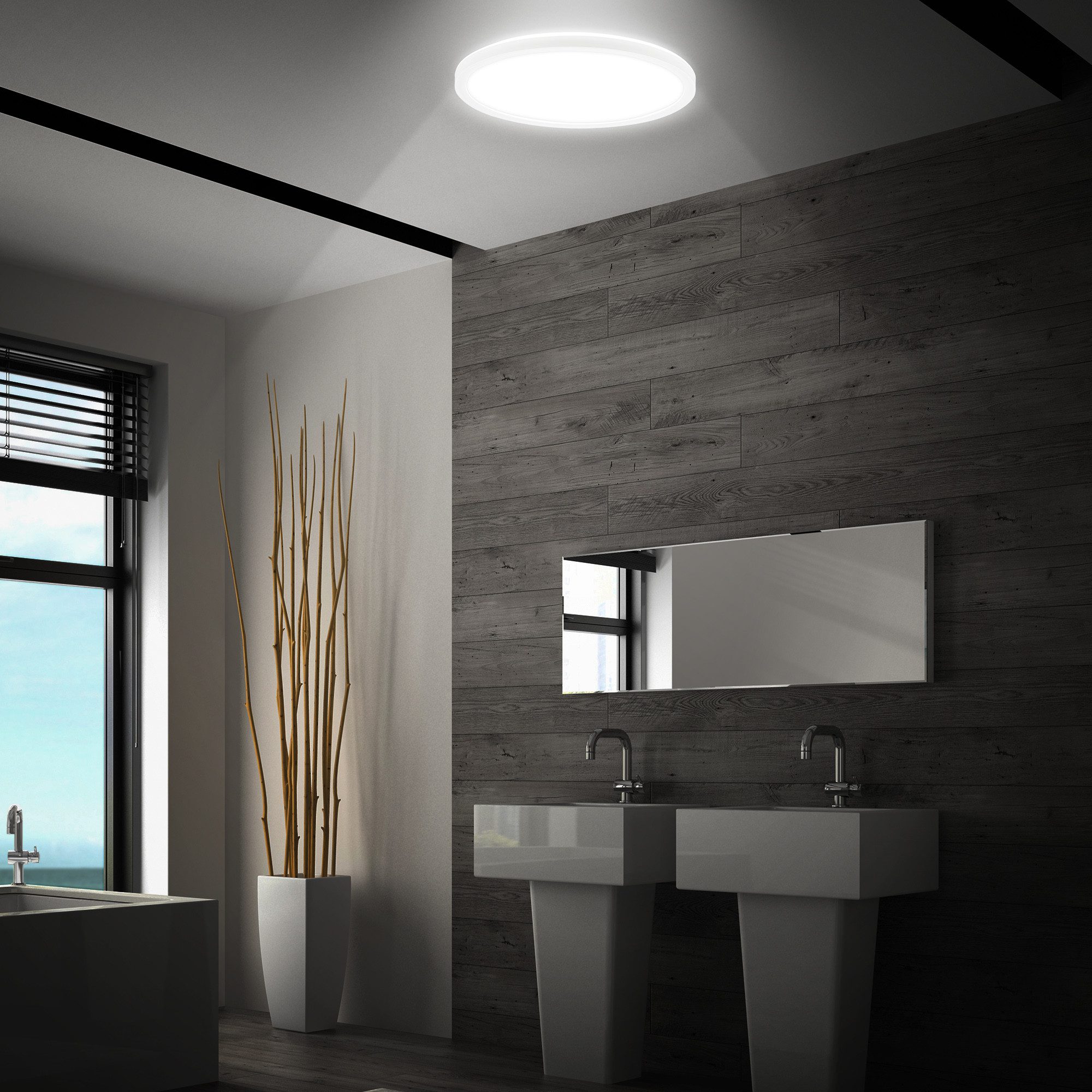 B.K.Licht Led-plafondlamp BKL1604 ultra dunne LED badkamerlamp, met microgolfsensor, IP44