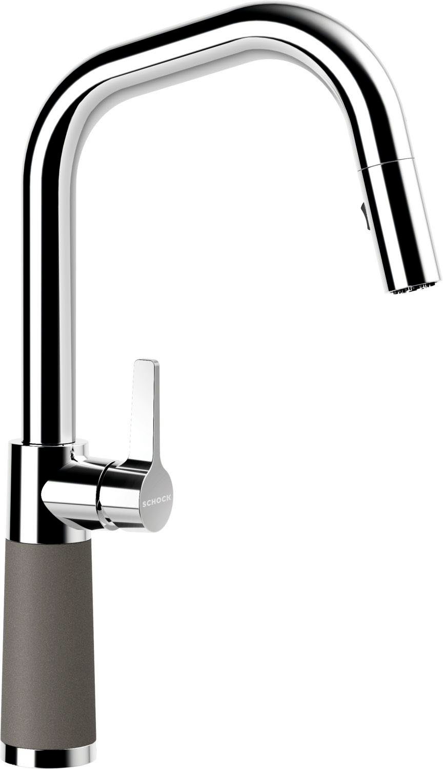 Schock Keukenkraan SC-530 SB uitschuifbaar, straal-douche, terugstroombegrenzer, draaibereik 120° keukenkranen grijs