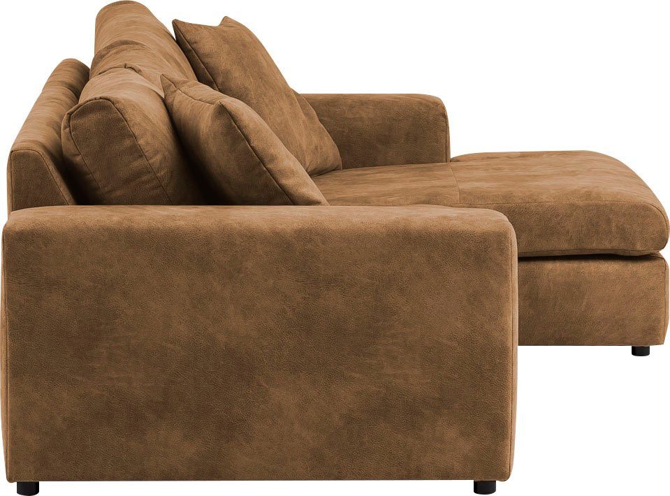 andas Hoekbank SLEETLAND XXL van fluweel of in vintage leer-look, L-model,