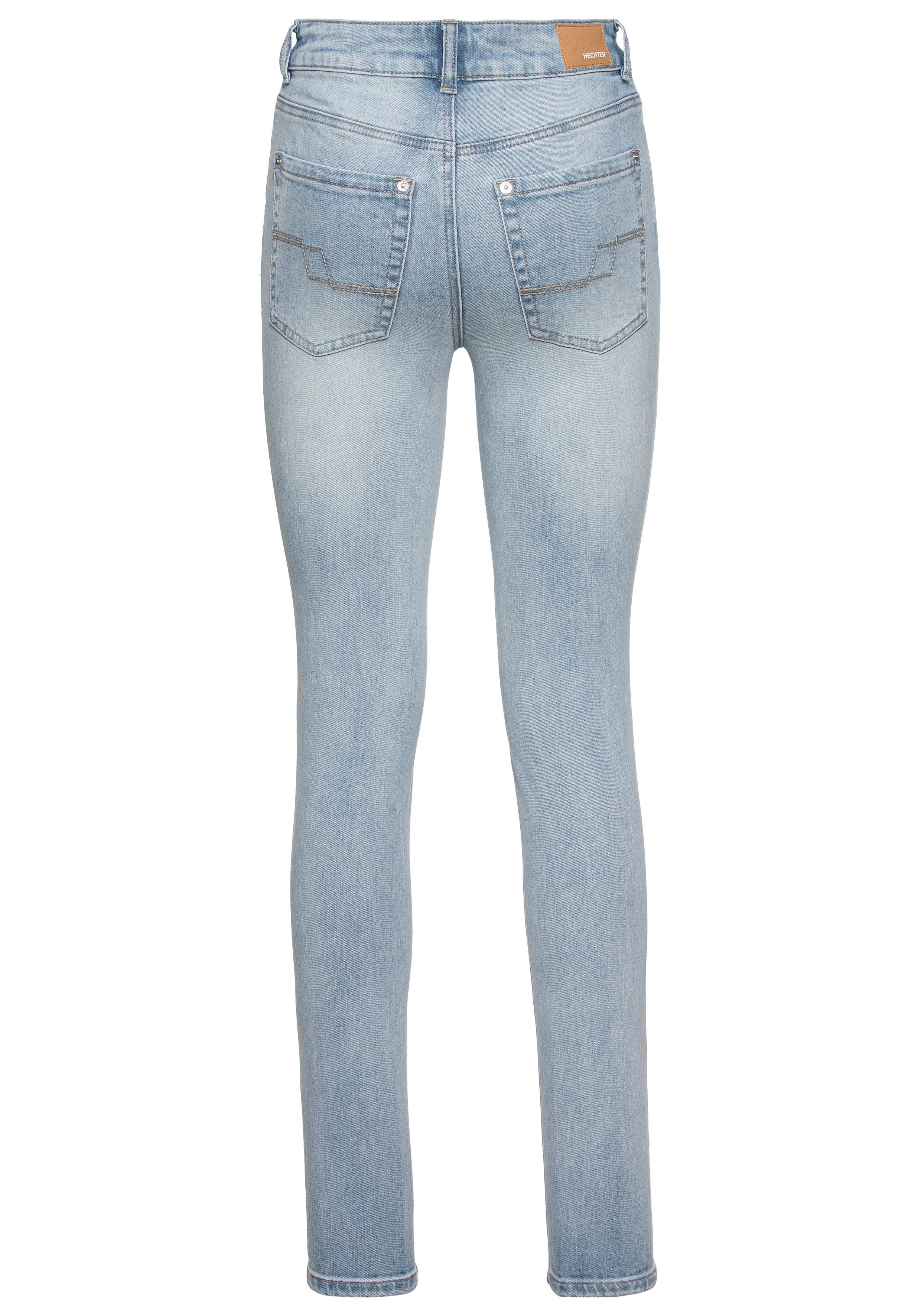 HECHTER PARIS Skinny fit jeans hoge taille, enkel-lang, elastische twill-stof, used-wassing