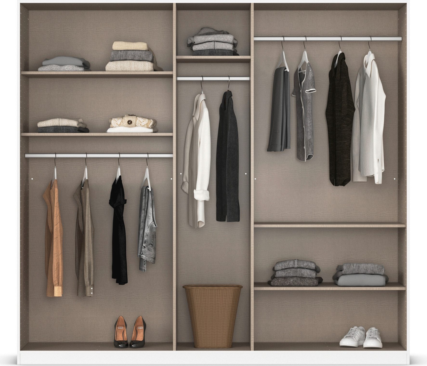rauch Draaideurkast Kledingkast kast garderobe AGORDO met decor- of hoogglansfront doordachte binnenuitrusting, in 6 breedtes en 2 hoogtes made in germany