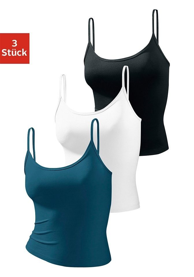 vivance active Top met spaghettibandjes van zacht microvezel (Set van 3)