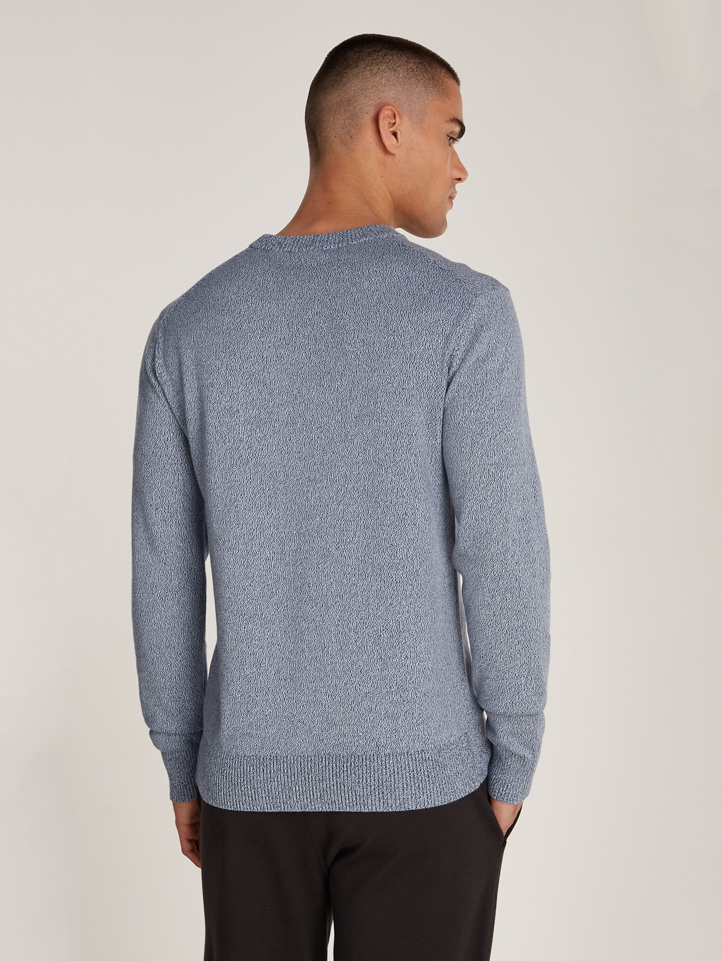 Calvin Klein Trui met ronde hals MOULINE CN SWEATER met geborduurd logo