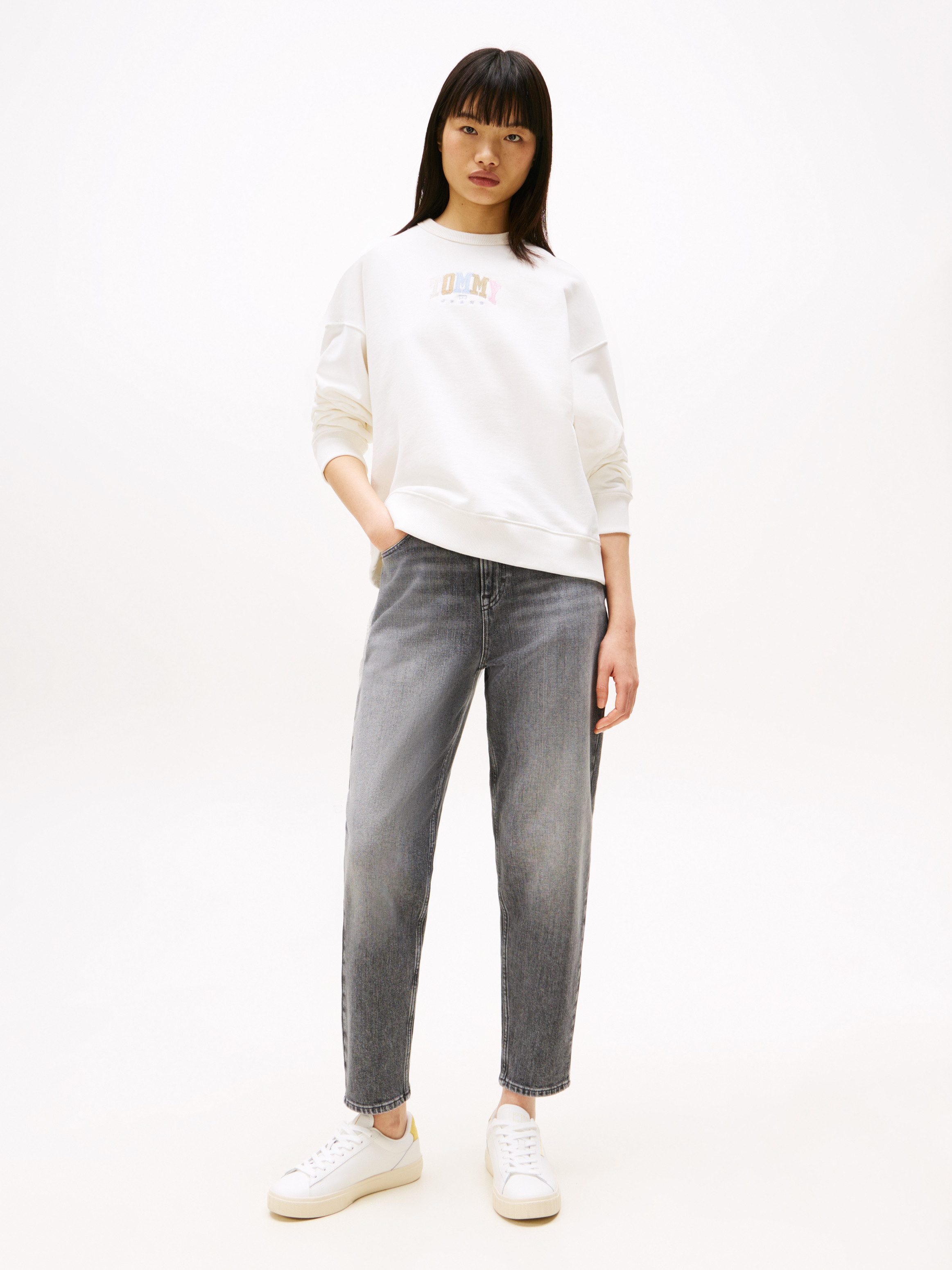 TOMMY JEANS Mom jeans High waist - Mom-Jeans Tapered met logo-borduurwerk, in enkelvrije lengte