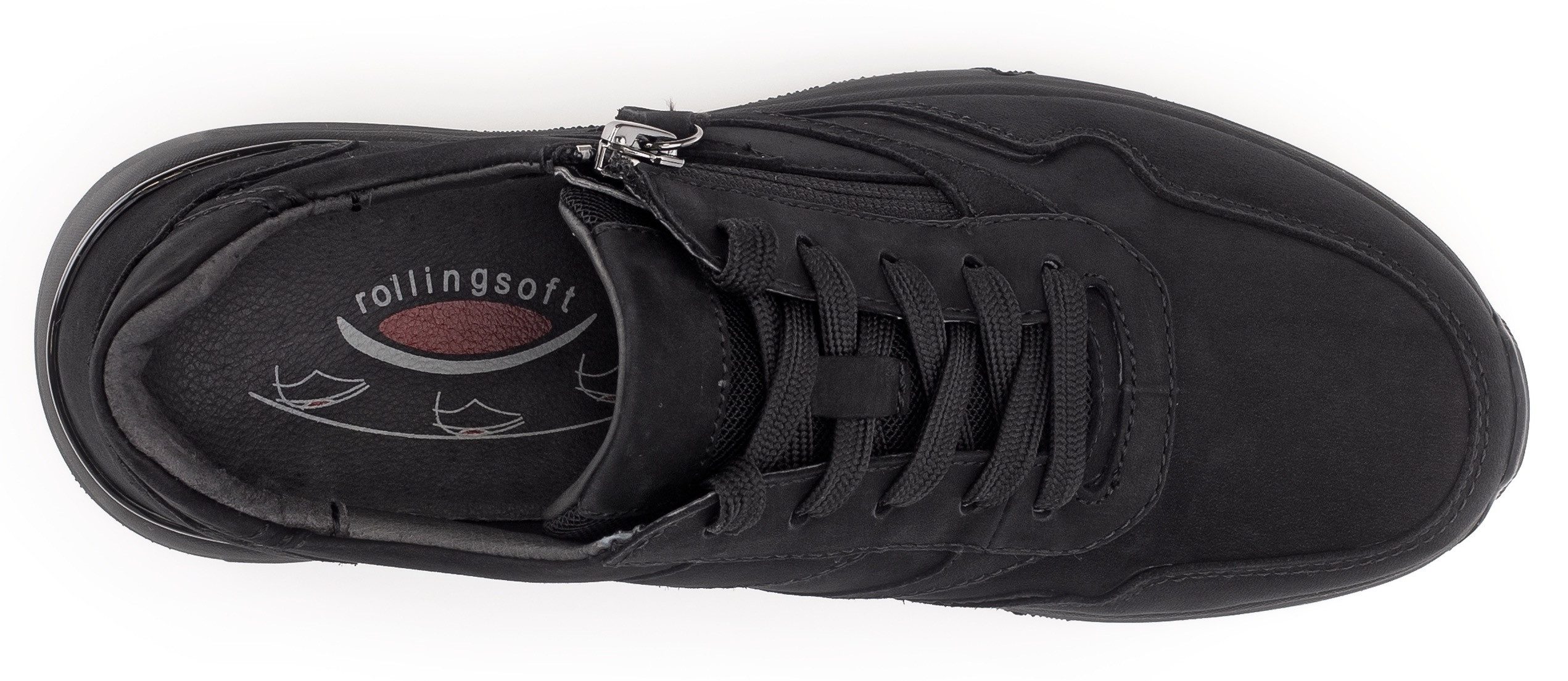 Gabor Rollingsoft Sneakers met sleehak vrijetijdsschoen, lage schoen, veterschoen, logo op de hiel