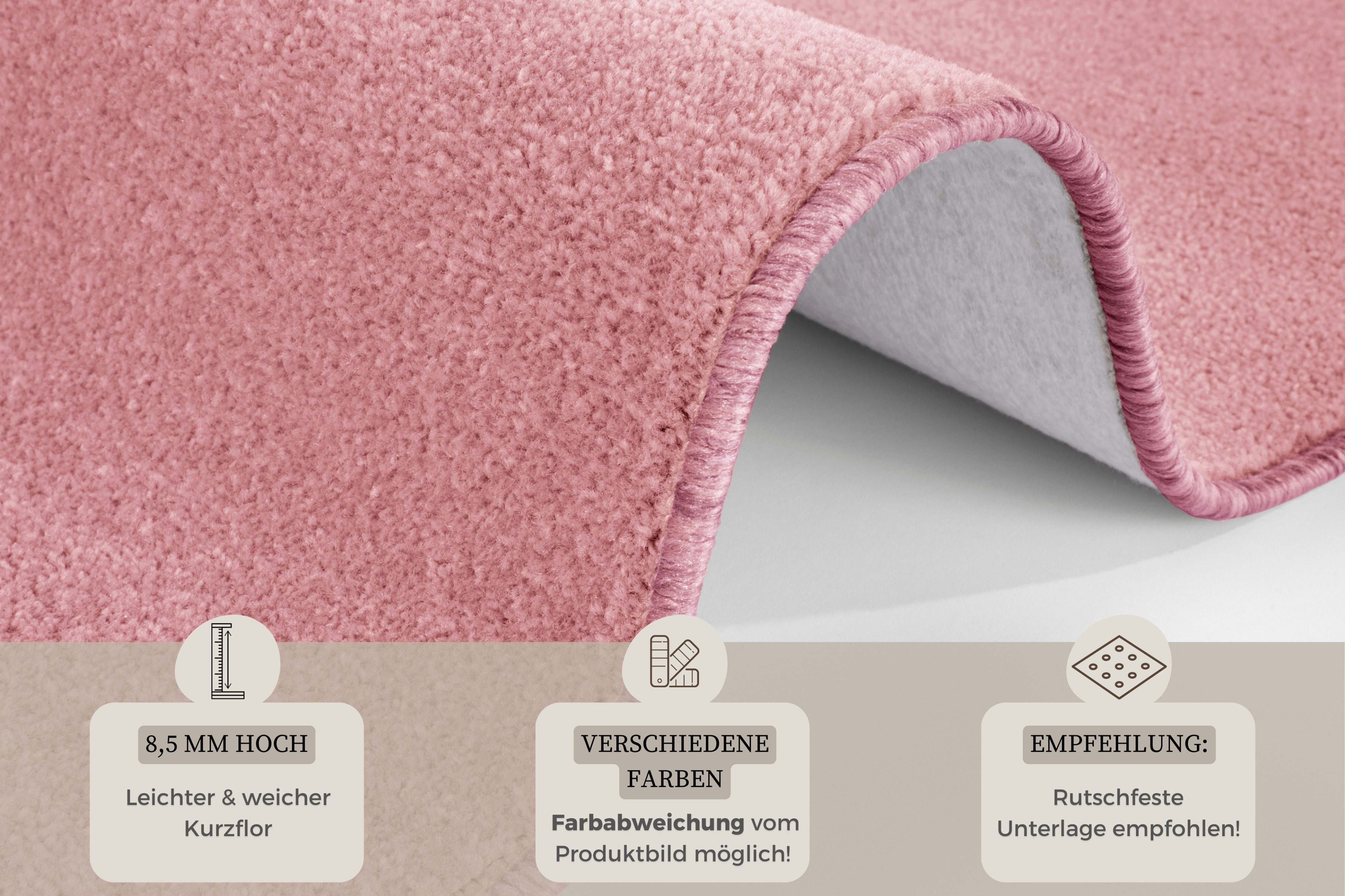 HANSE Home Vloerkleed Shashi Kortpolig, effen kleuren, loper, zacht, eetkamer, kinderkamer, gang