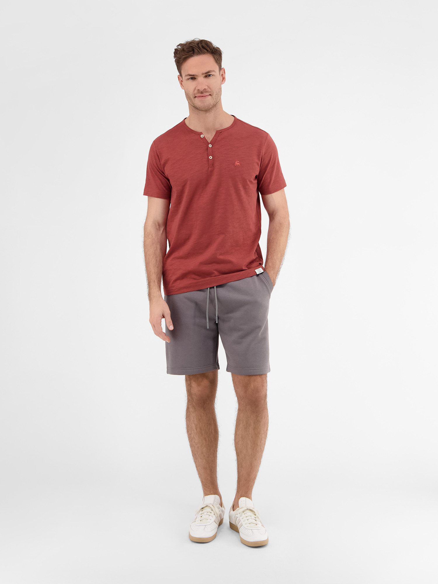 Lerros Henleyshirt LERROS serafino-shirt in effen structuurstof
