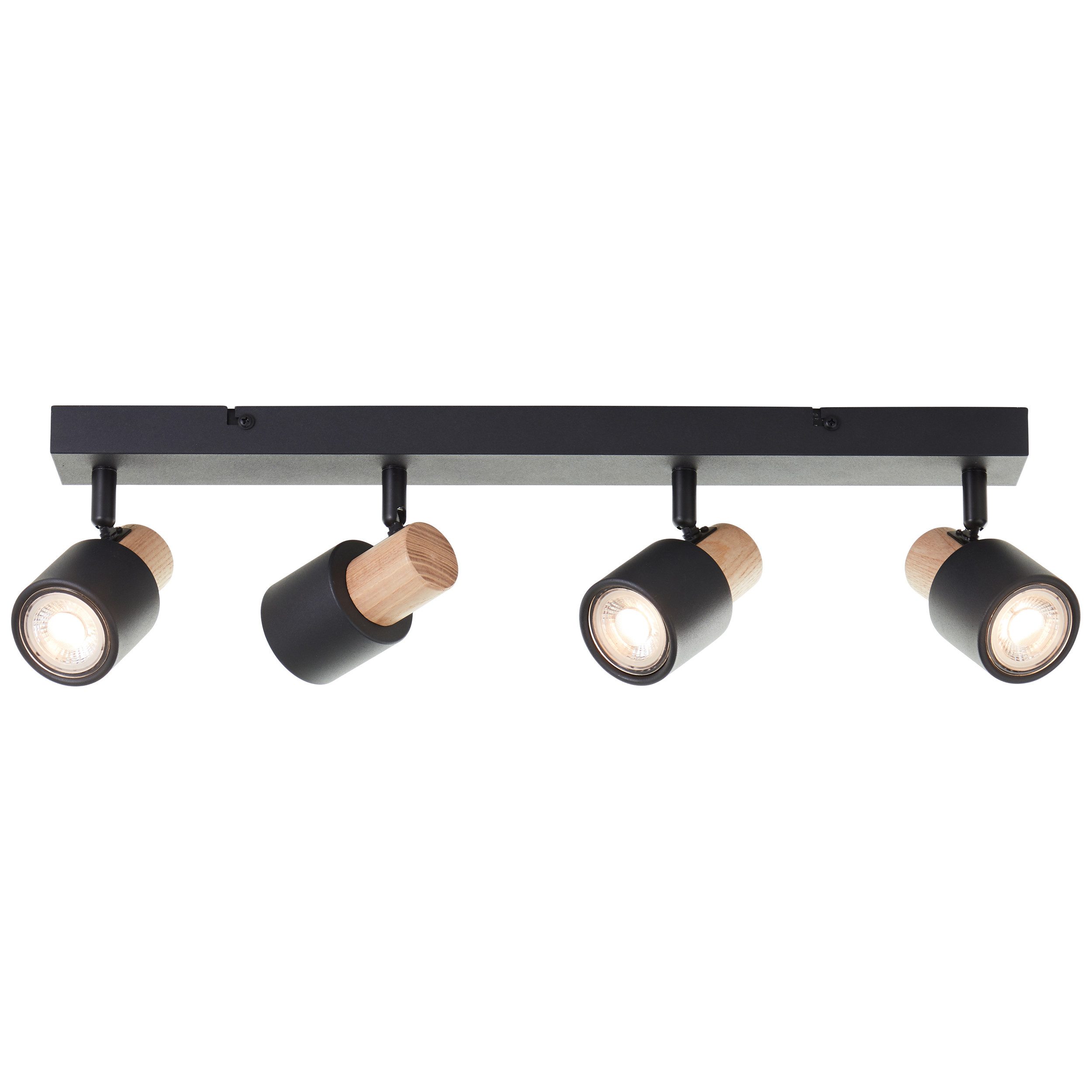 Brilliant Leuchten Plafondspot Pini 15 x 6 x 58 cm, 4 x gu10, kantelbaar, metaal/hout