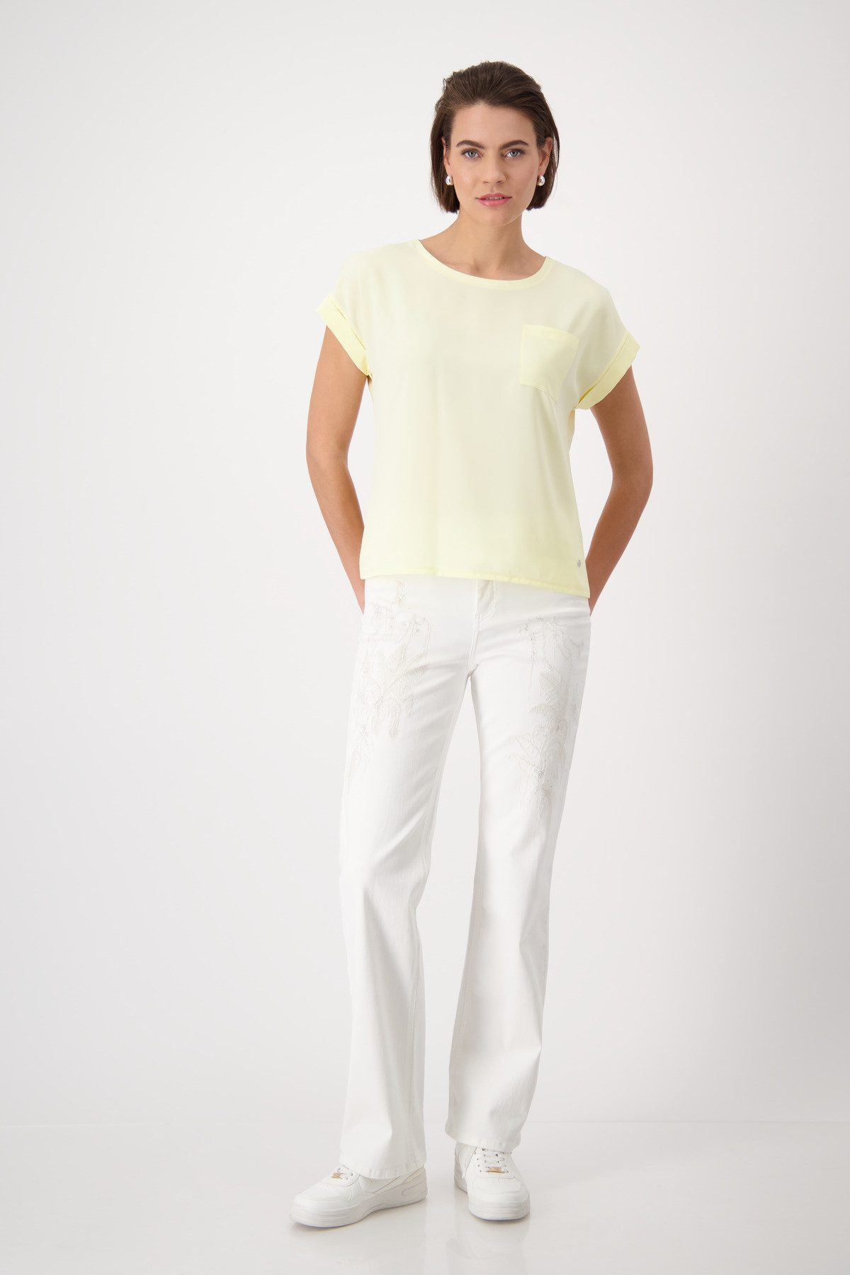 Monari Blouse zonder sluiting met opgestikte zak