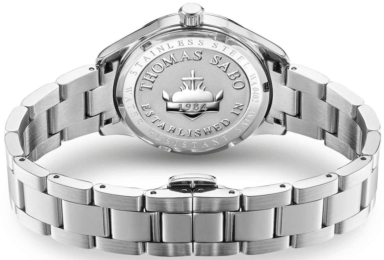 THOMAS SABO Kwartshorloge COSMIC AMULET Horloge, dameshorloge, zirkonia, hart, maan, sterren, stalen armband