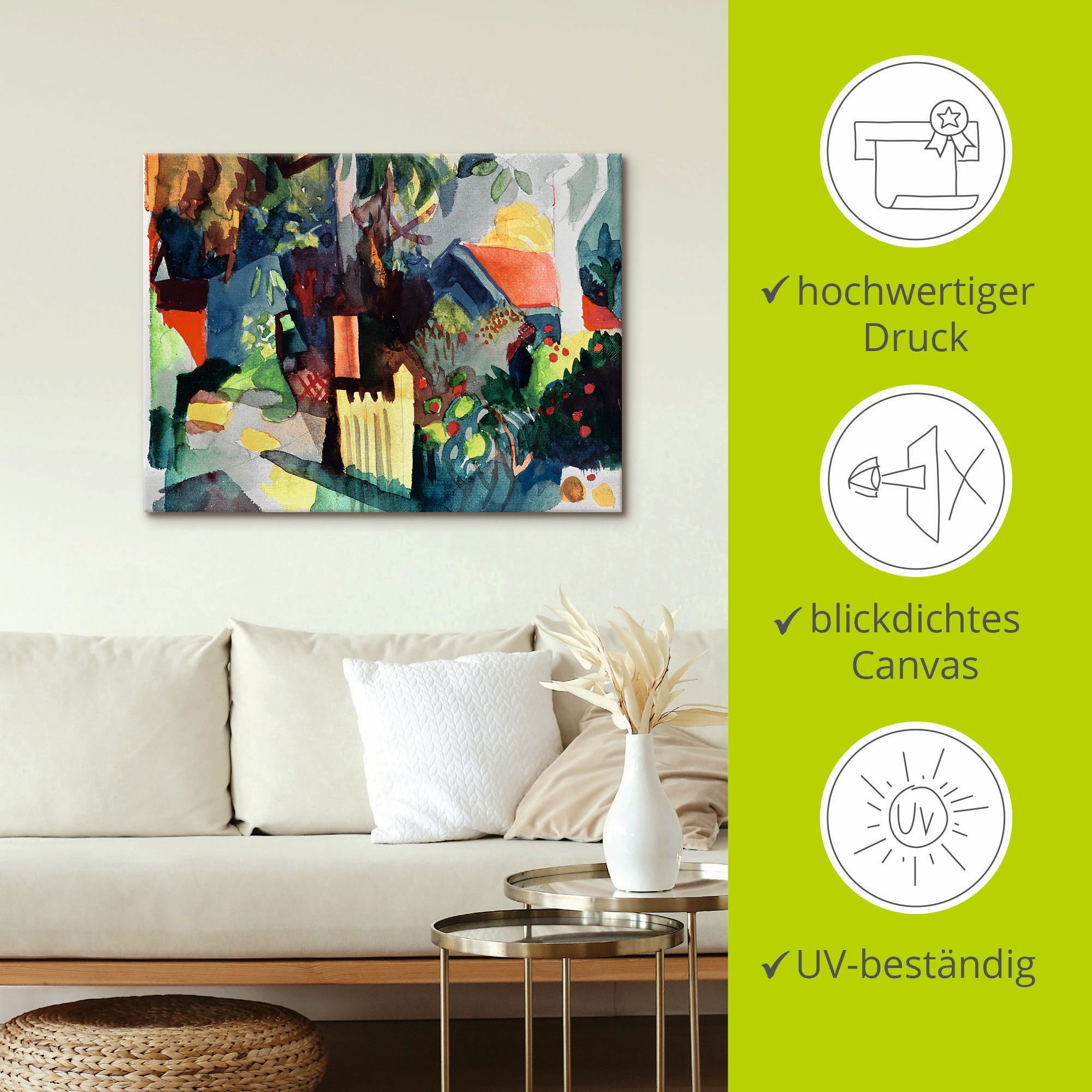 Artland Artprint op linnen Landschap met lichte boom
