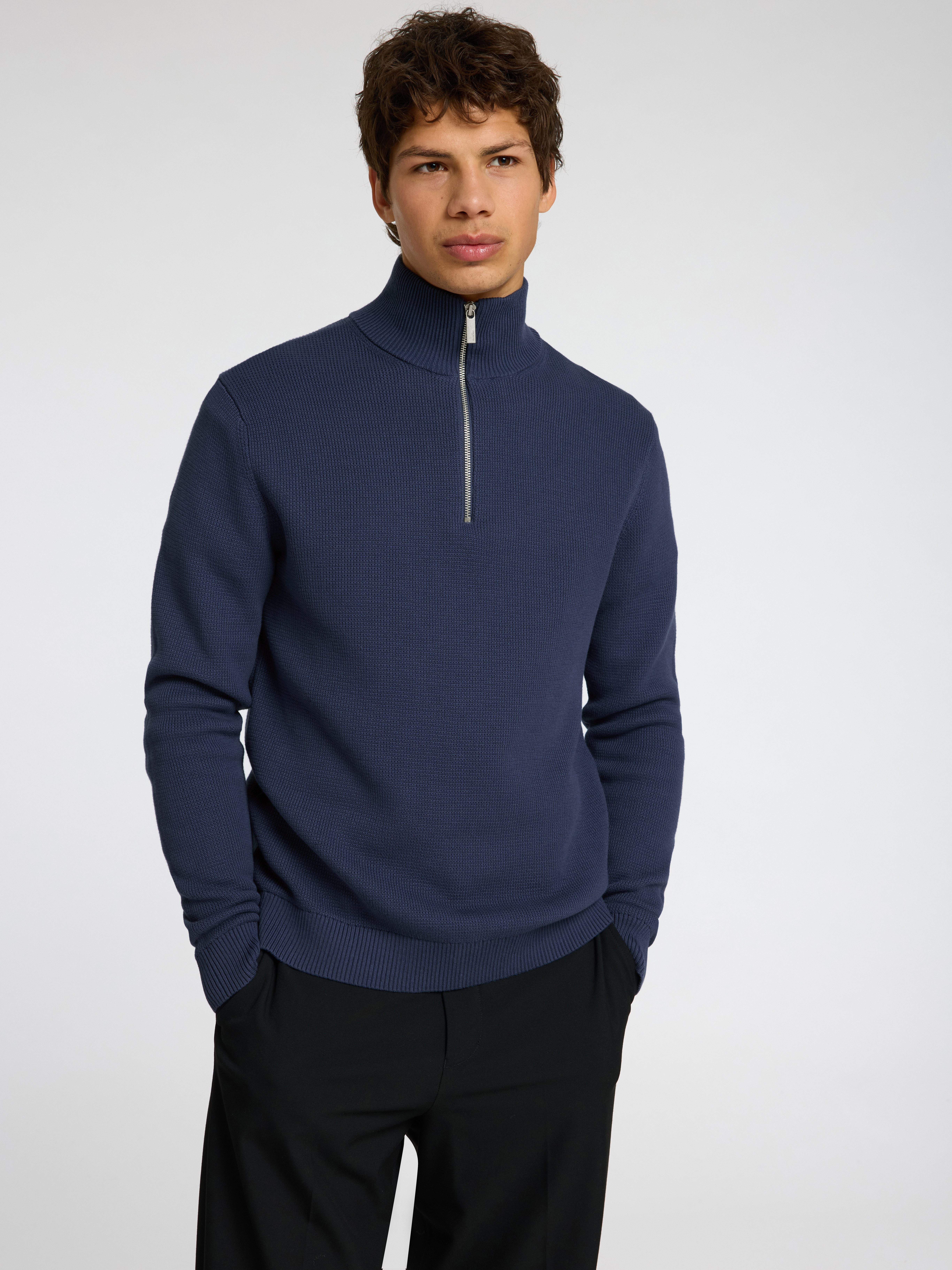 SELECTED HOMME Schipperstrui SLHDANE LS KNIT STRUCTURE HALF ZIP NOOS