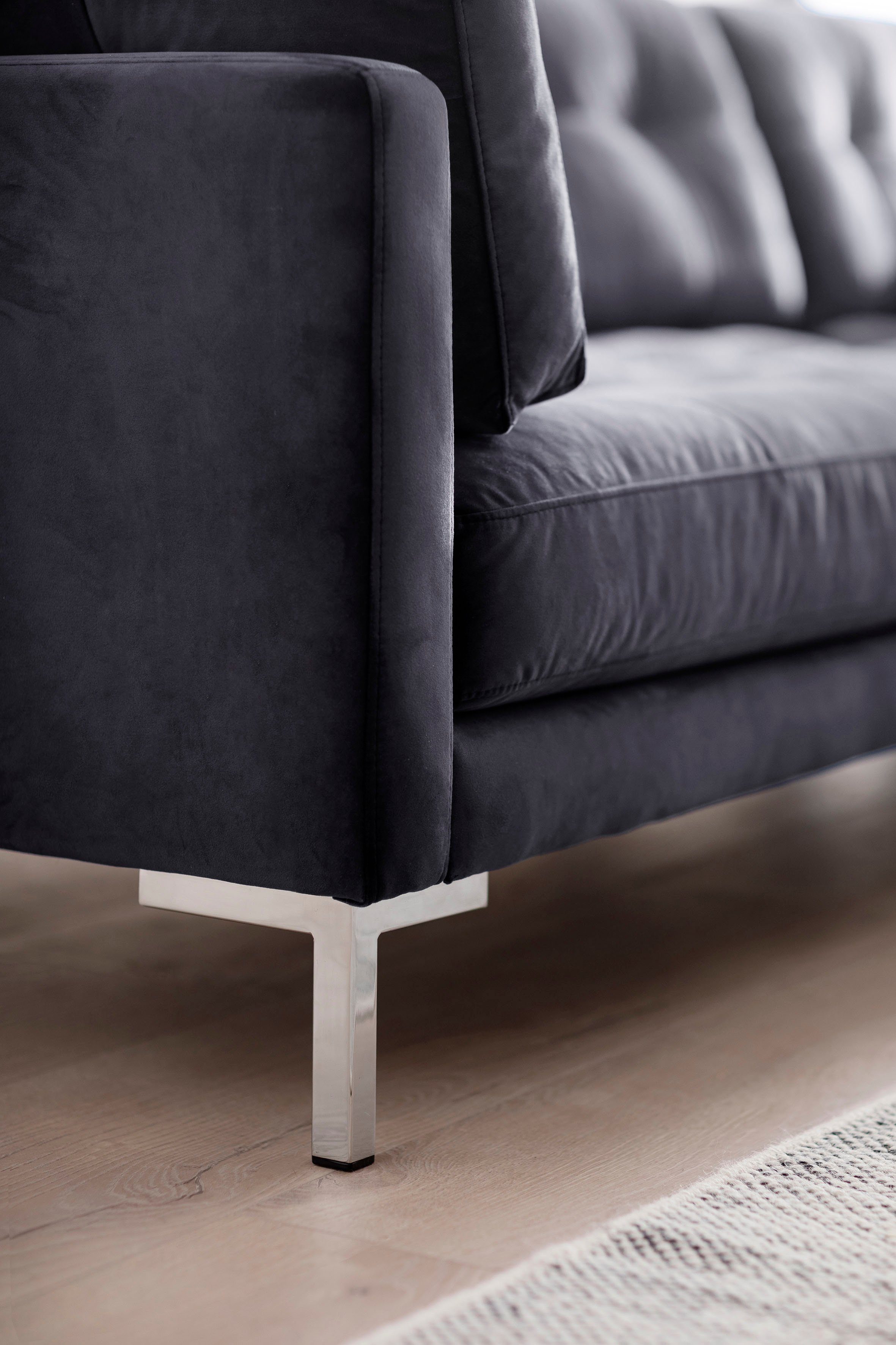 Trends by HG Hoekbank Landau L-vorm in cordstof met metalen voet