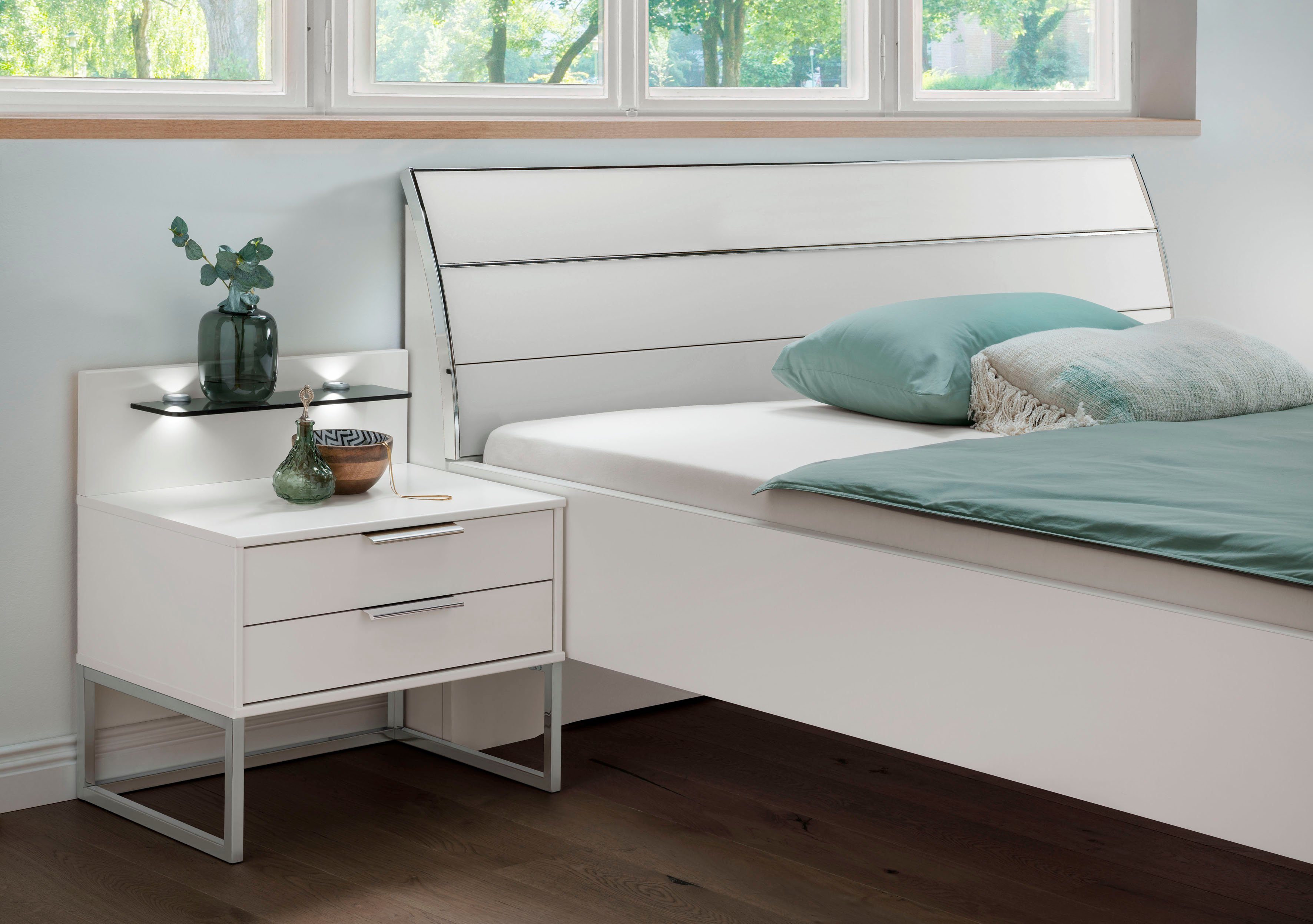 WIEMANN Futonbed Monaco, 4-voudig in hoogte verstelbaar met stijlvol houten hoofdbord, made in germany