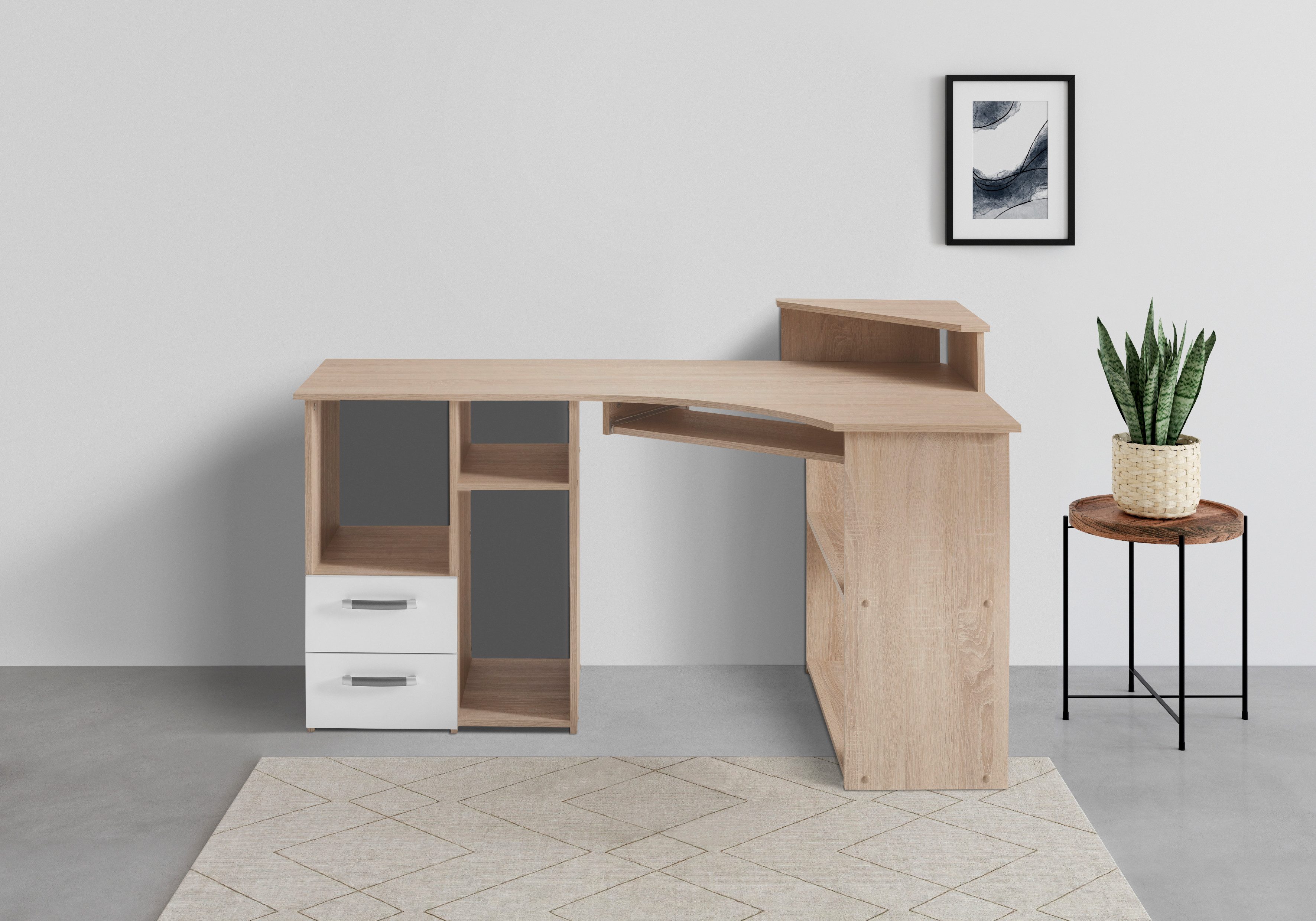 VOGL Möbelfabrik Bureau Sam Breedte 137 cm, met uittrekplank voor het toetsenbord en towervak