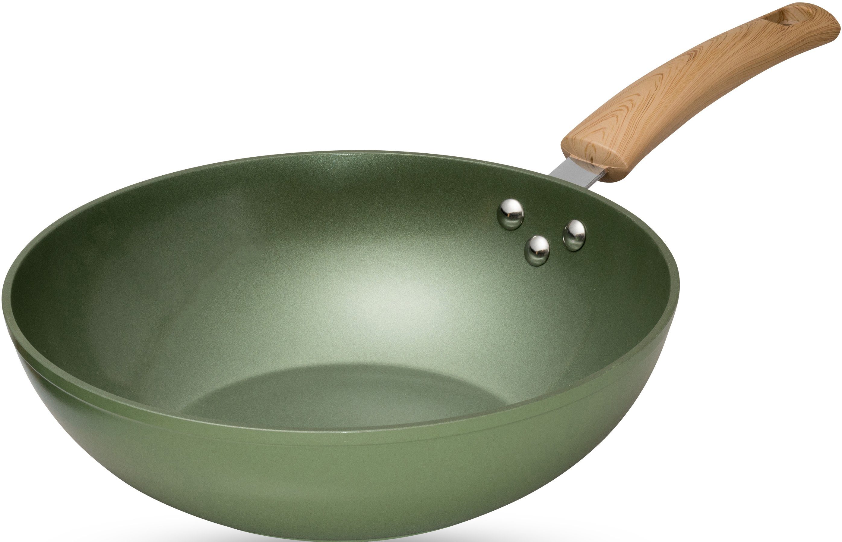 just vegan wok ceravegan plantaardige keramische coating, inductie, oe 28 cm (1-delig) groen