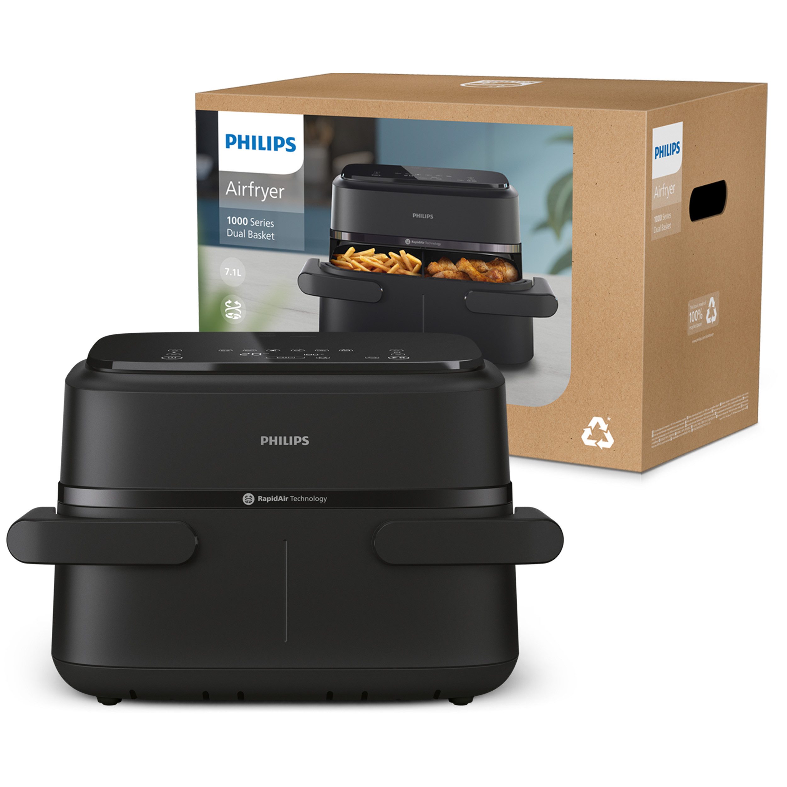 Philips Airfryer 1000 Flexible Basket NA150/00, zwei Körbe mit 7.1L
