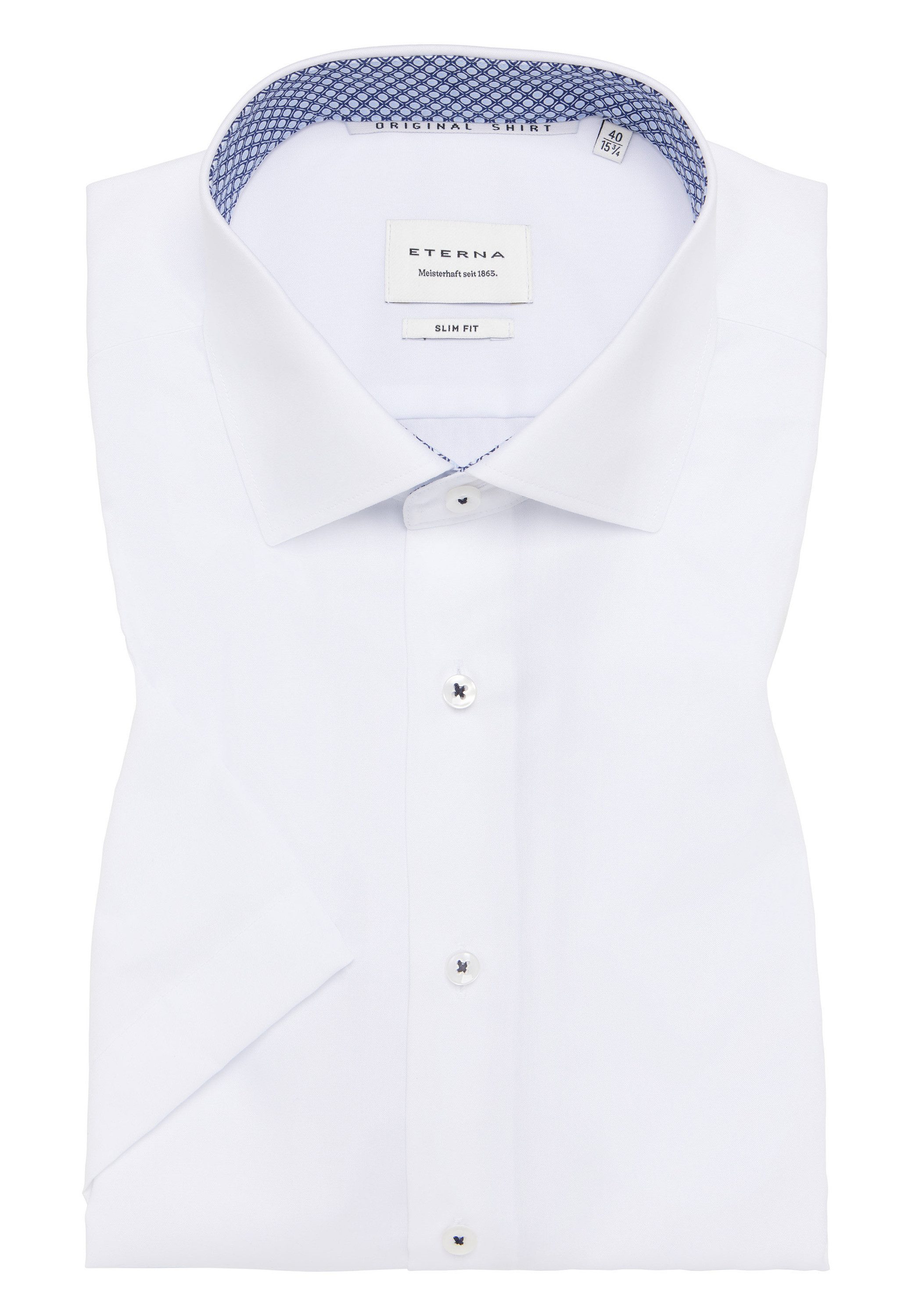 Eterna Overhemd met korte mouwen Slim fit NON IRON (strijkvrij)