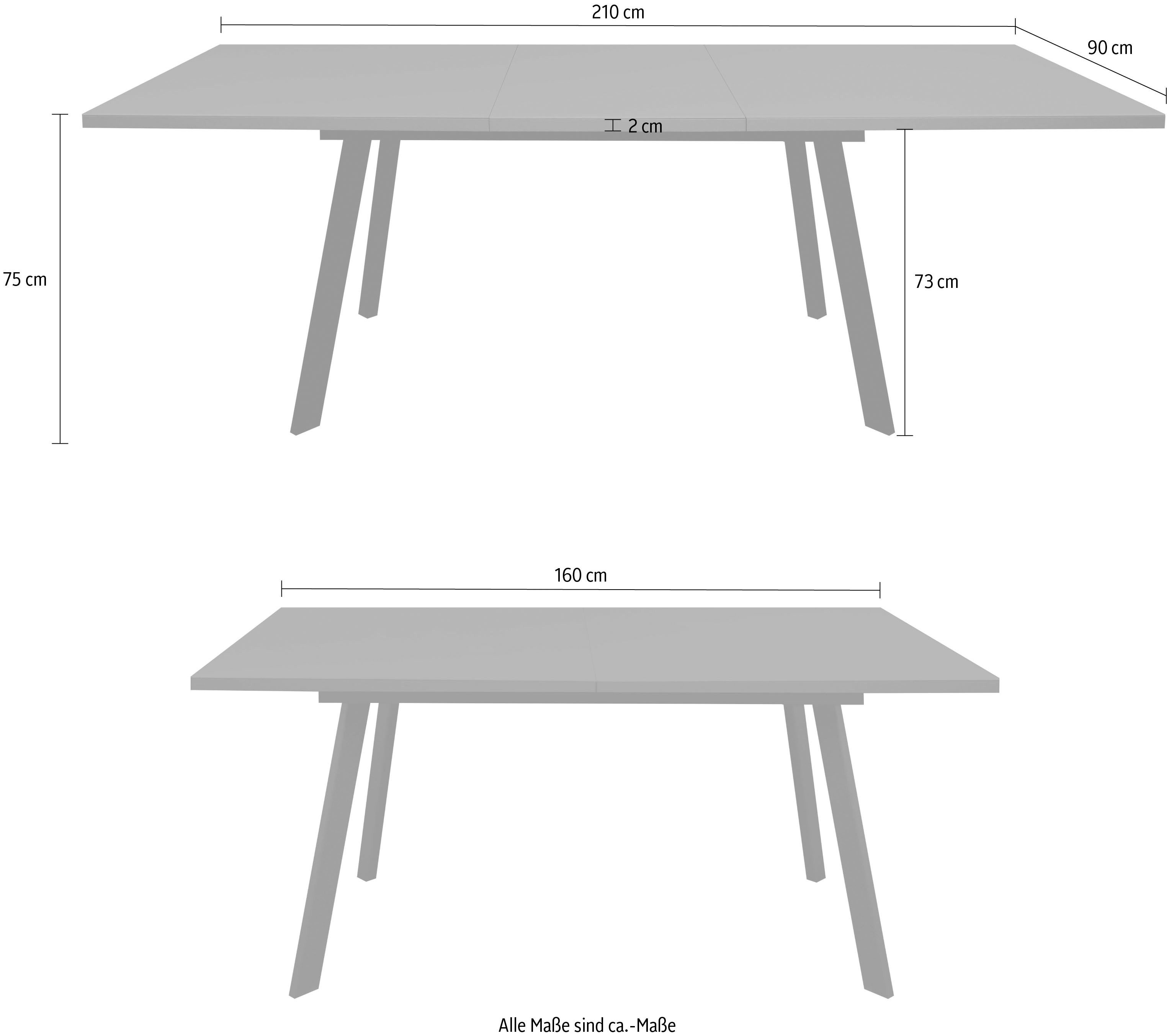 Mäusbacher Eettafel Imola BESTSELLER! Mäusbacher eettafel, breedte 160 cm, met glazen blad, 4 metalen poten