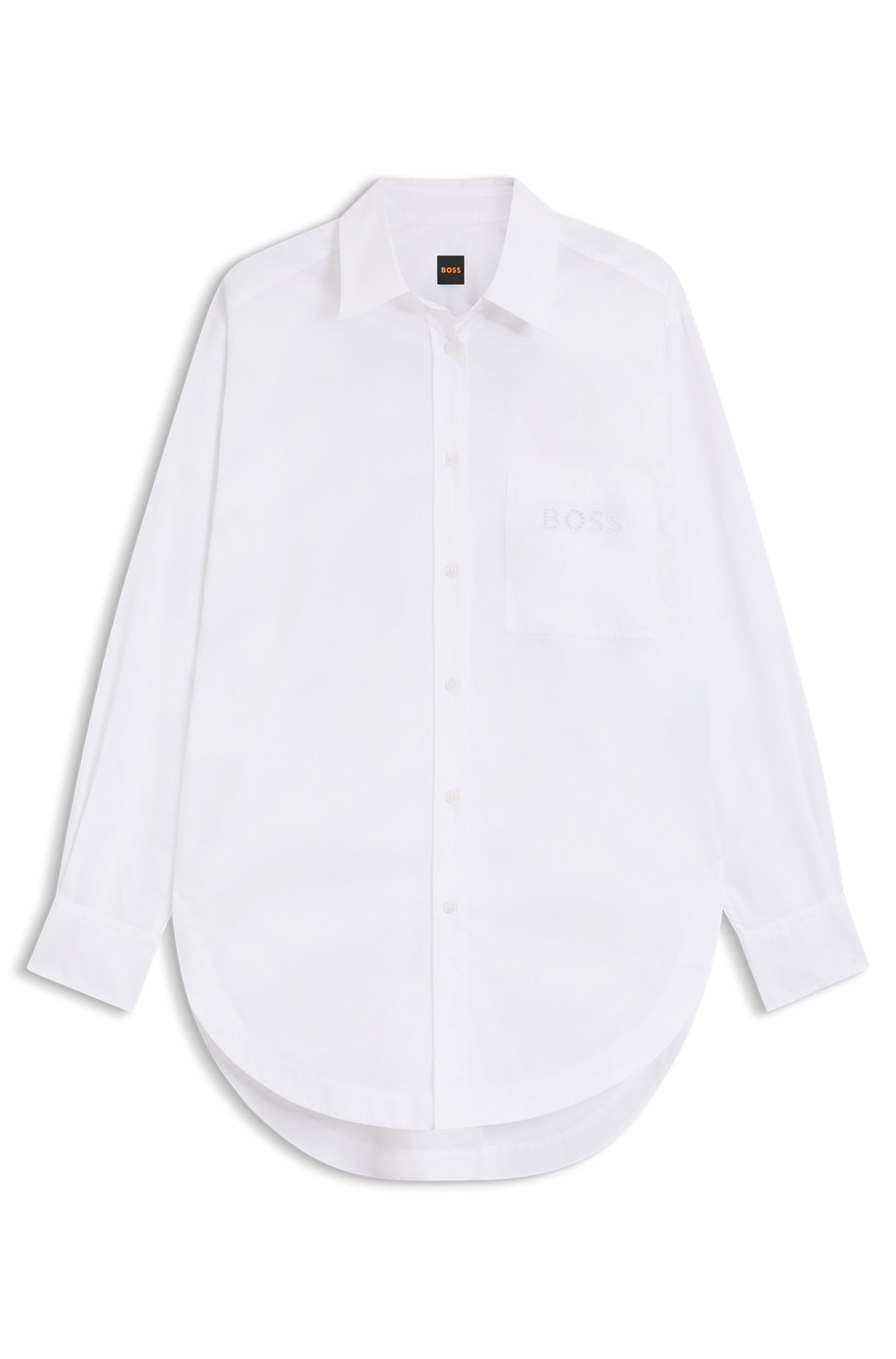 Boss Orange Overhemdblouse Bostucci Premium Damesmode oversized gesneden, ajour logoborduring op de tas